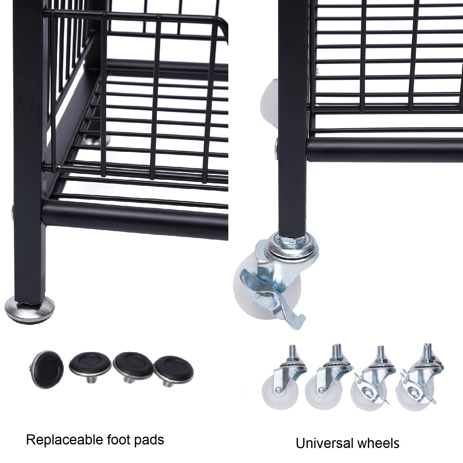 4-Tier Heavy Duty Metal Rolling Kitchen Shelf - 19.6
