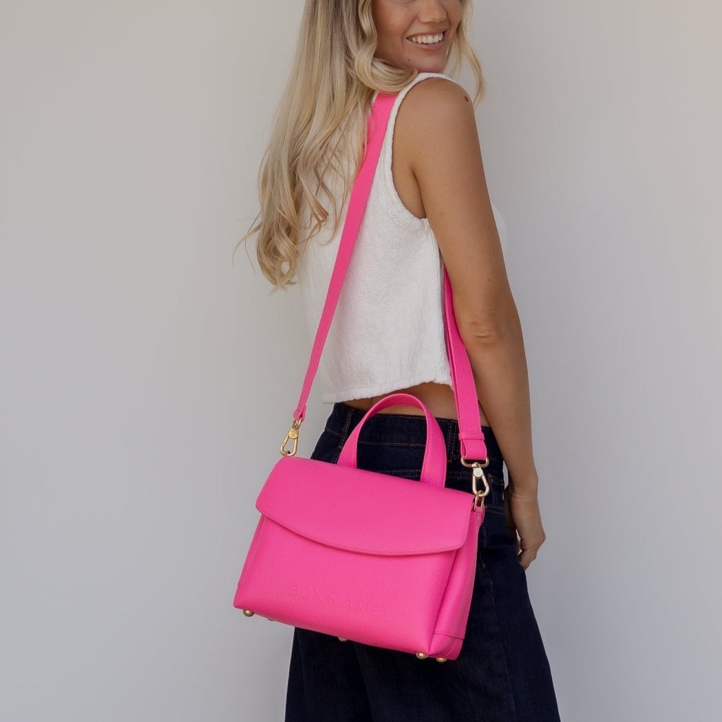 Tryhard Leather Crossbody Bag for Women - Neon Pink Fashion Shoulder Purse | Perfect for Casual Outings, Travel & Everyday Use