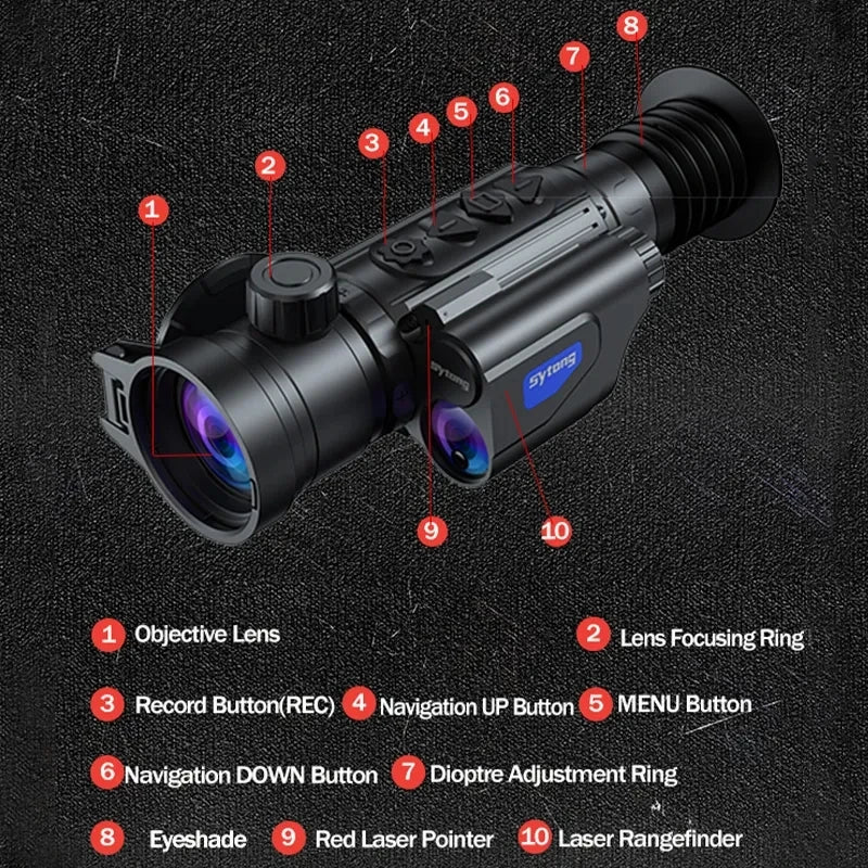 Sytong Thermal Imaging Riflescope with Laser Range Finder & Ballistic Calculator - High Precision Hunting Scope for Night Vision, Wildlife Observation & Tactical Shooting