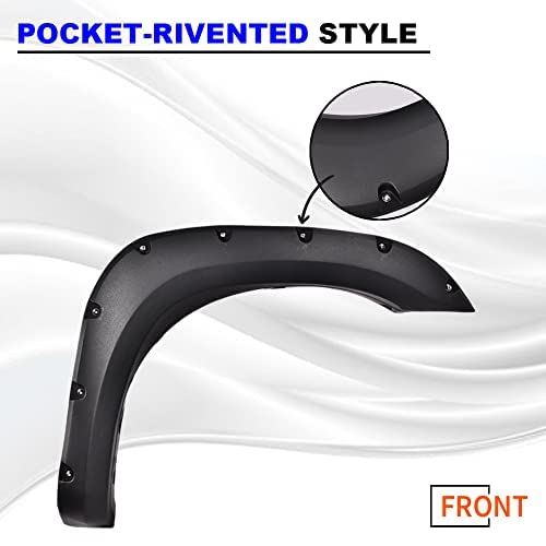 PIT66 Textured Black Fender Flares for 2004-2015 Nissan Titan - 4Pcs Front & Rear Wheel Cover Protector Mudguards | Pocket Rivet Style | Off-Road & Street Protection