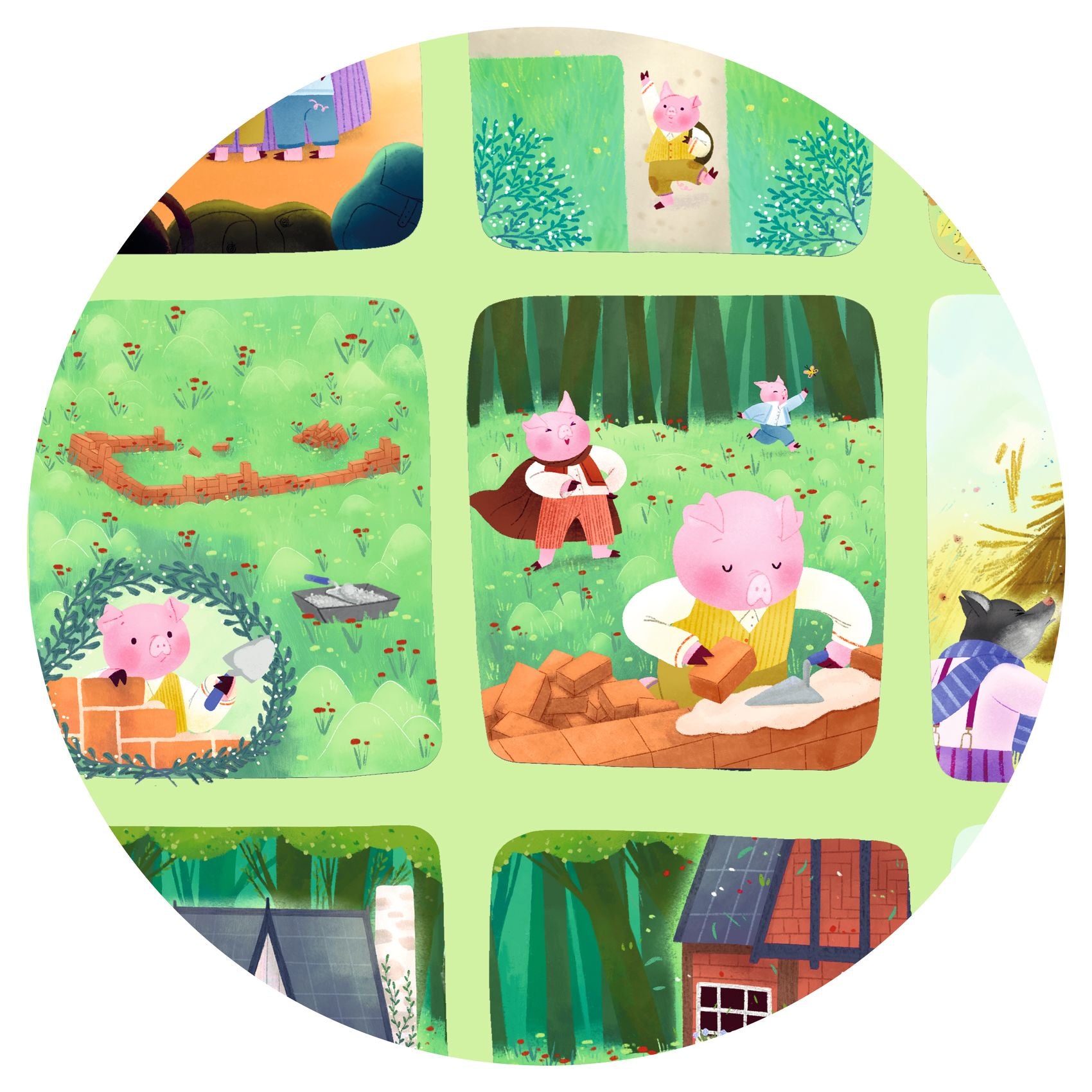 Djeco Three Little Pigs 35-Piece Story Puzzle for Kids | Educational Wooden Jigsaw Toy | Perfect for Preschool Learning & Family Game Night