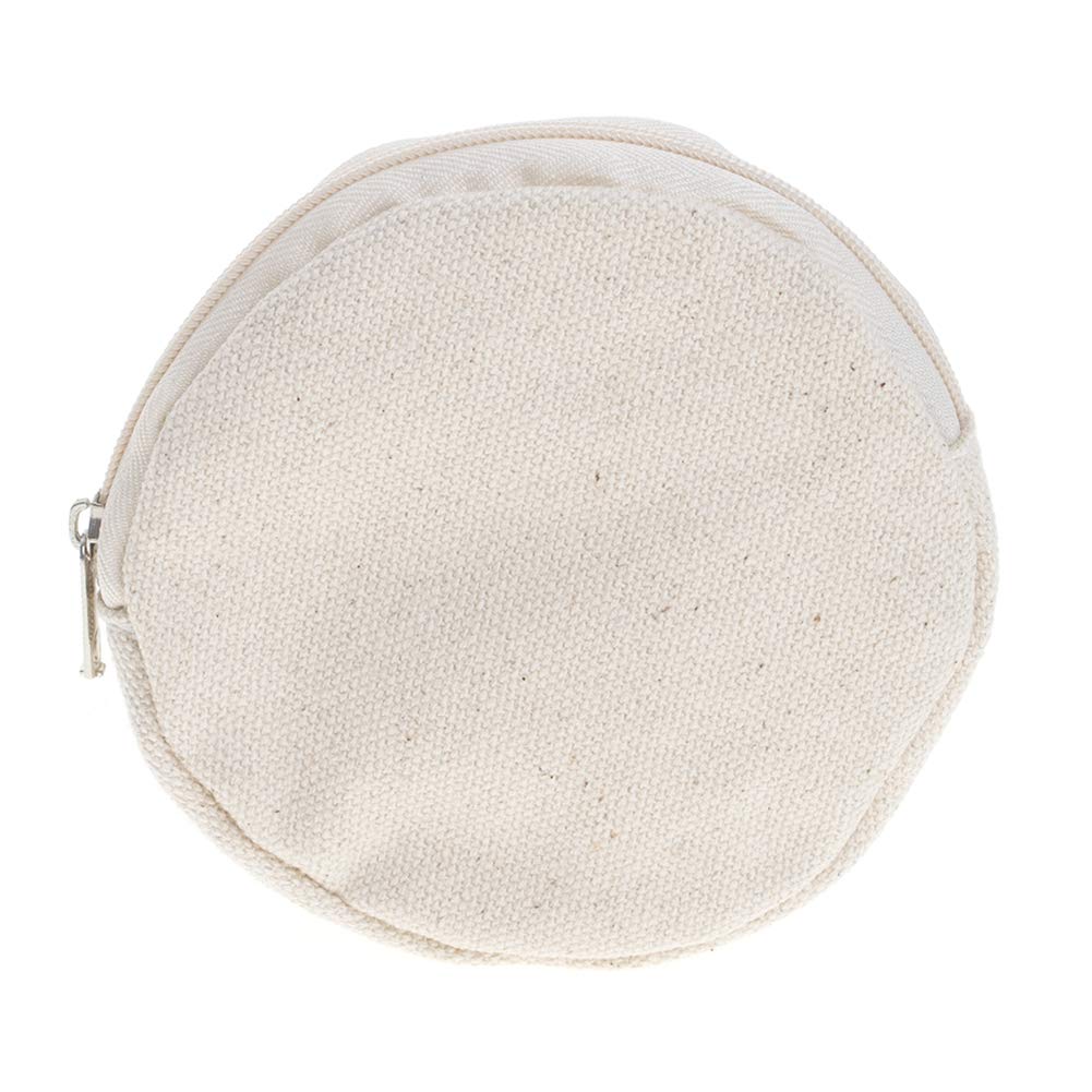 Aspire 12-Pack Black Round Canvas Coin Purses - 4 x 4 Inch Circle Earbud Pouch for Organizing Coins, Jewelry & Small Essentials | Perfect for Travel, Gifts & Daily Use