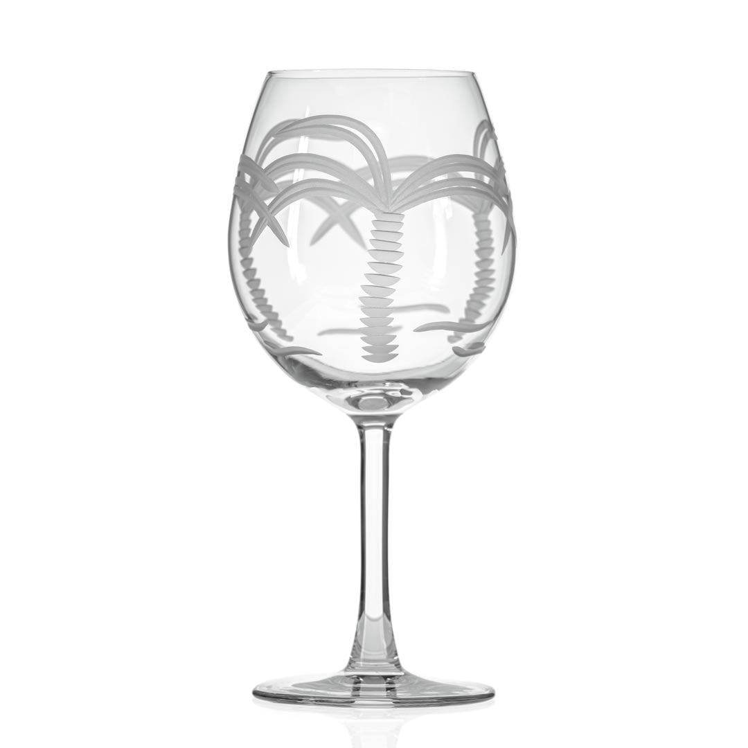 Premium 18oz Palm Tree Design Wine Glasses - Set of 12 | Shatter-Resistant Stemware for Pool Parties, Tropical Themed Events & Beach Weddings