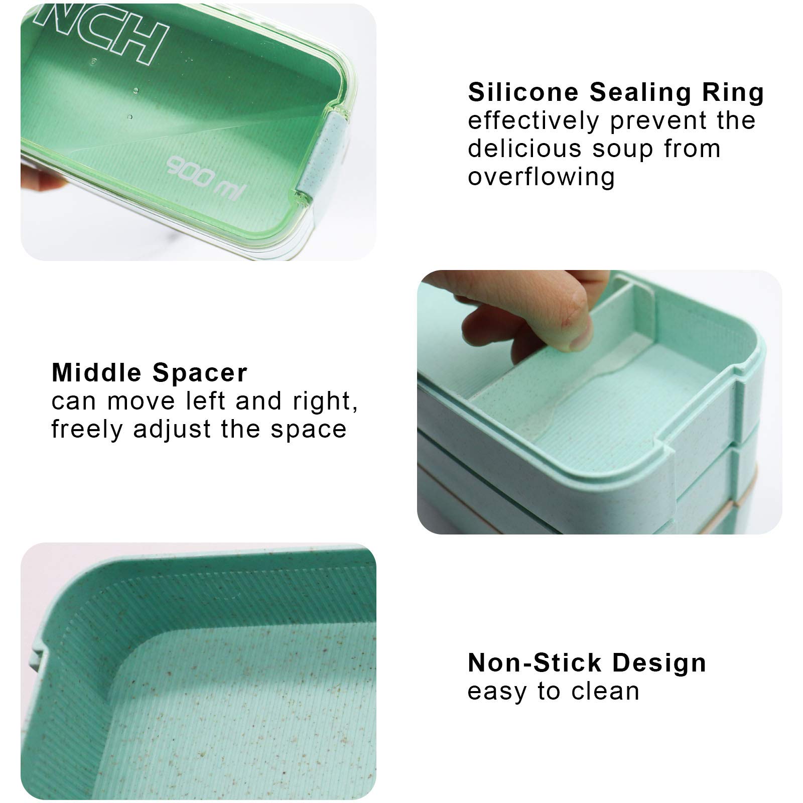 Japanese Bento Box Kit - 3-in-1 Leakproof Lunch Container with Compartments for Kids & Adults | Perfect for School, Office & Picnic Lunch Storage