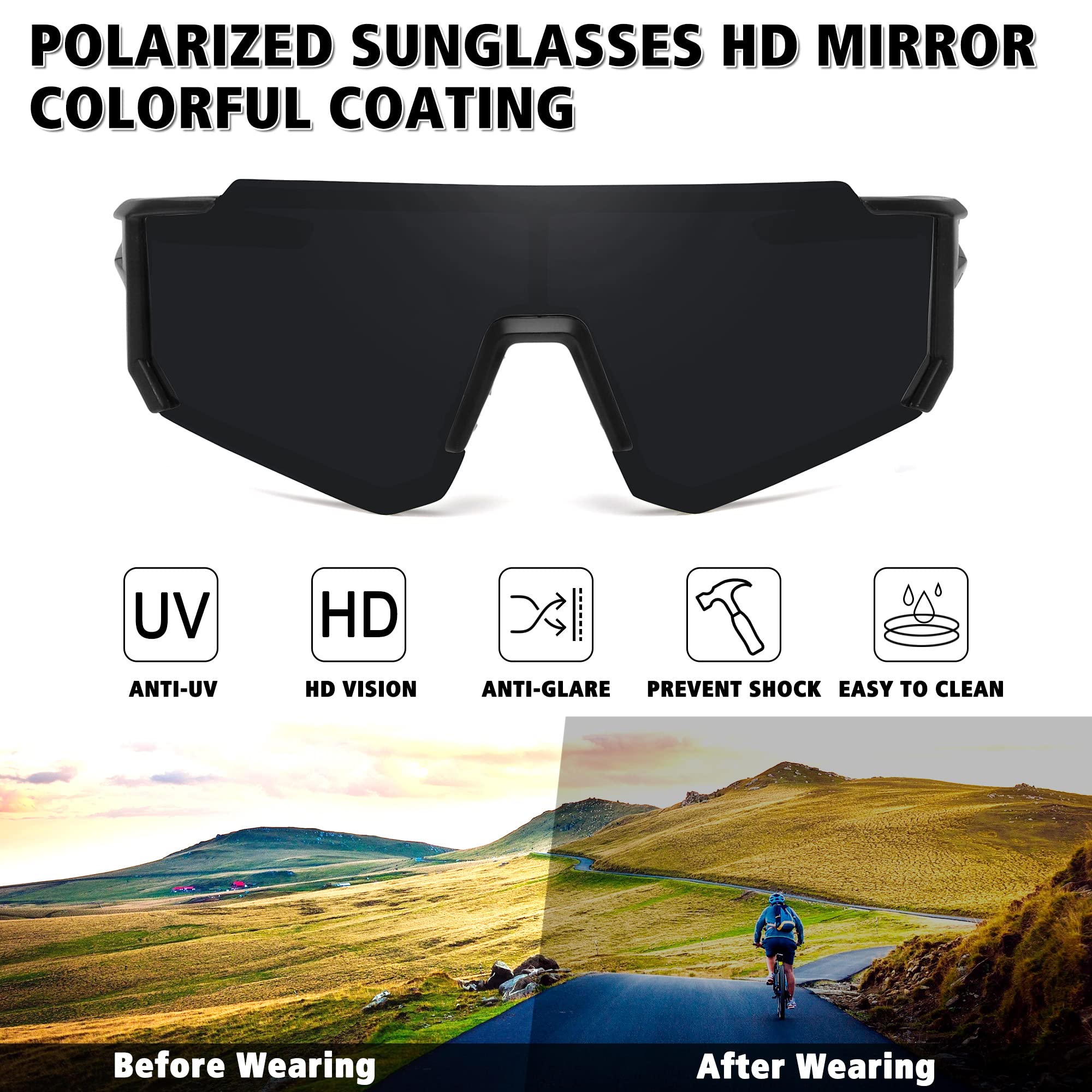 STORYCOAST Polarized Sports Sunglasses for Men & Women - UV400 Protection, Anti-Glare for Driving, Fishing, Cycling & Mountain Biking - Lightweight & Durable for Outdoor Adventures