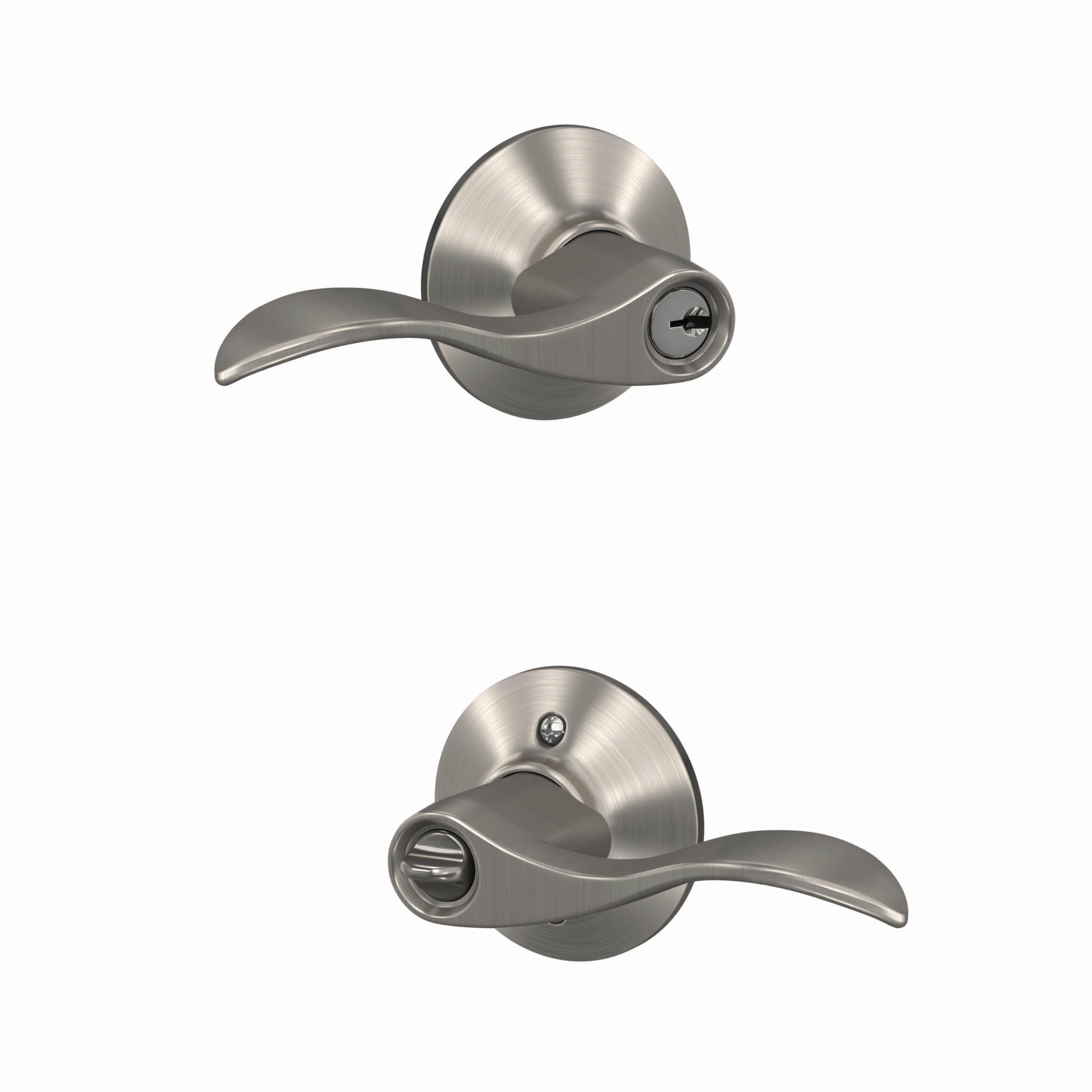 Schlage F51A ACC 619 Keyed Entry Door Lever Lock - Satin Nickel Finish | Secure & Stylish for Homes, Offices & Apartments
