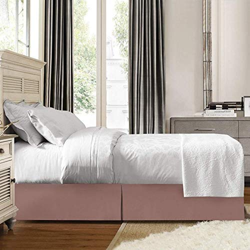 California King Split Corner Bed Skirt - 72'' x 84'' Easy Fit Mauve Tailored Drop Skirt with 19'' Brushed Egyptian Cotton - Perfect for Luxury Bedrooms & Guest Room Decor