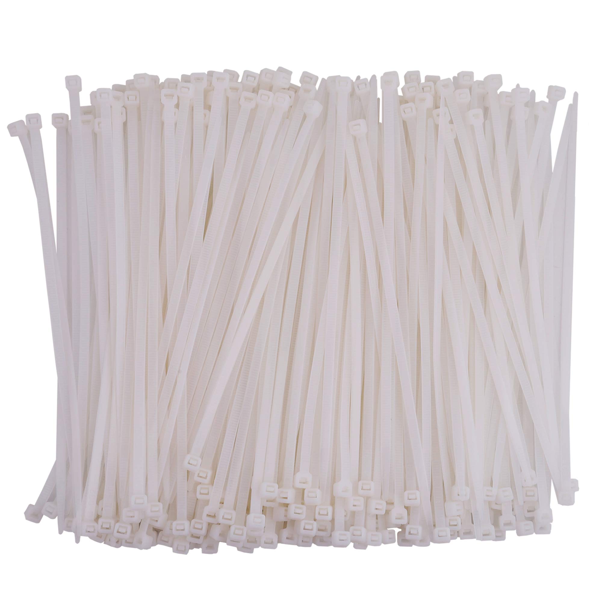 Premium 8-Inch White Nylon Cable Ties (1000 Pack) - 50 LB Tensile Strength for Secure Wire Management | Ideal for Home, Office & Industrial Organization