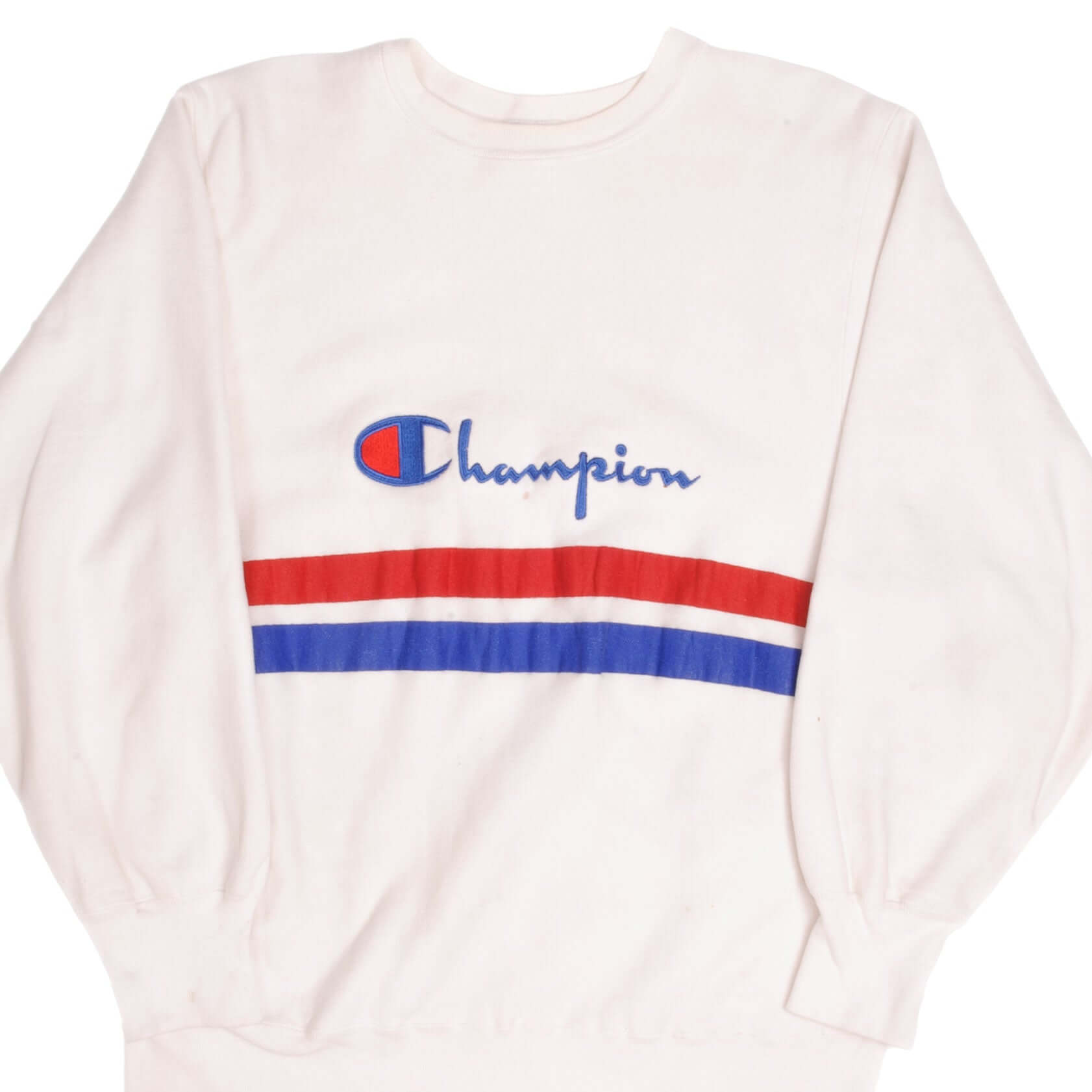 Vintage Champion Reverse Weave Spellout White Sweatshirt 1980s XL Made in USA - Retro Streetwear for Men & Women, Casual Outfit, Gym Wear, and 90s Fashion Style
