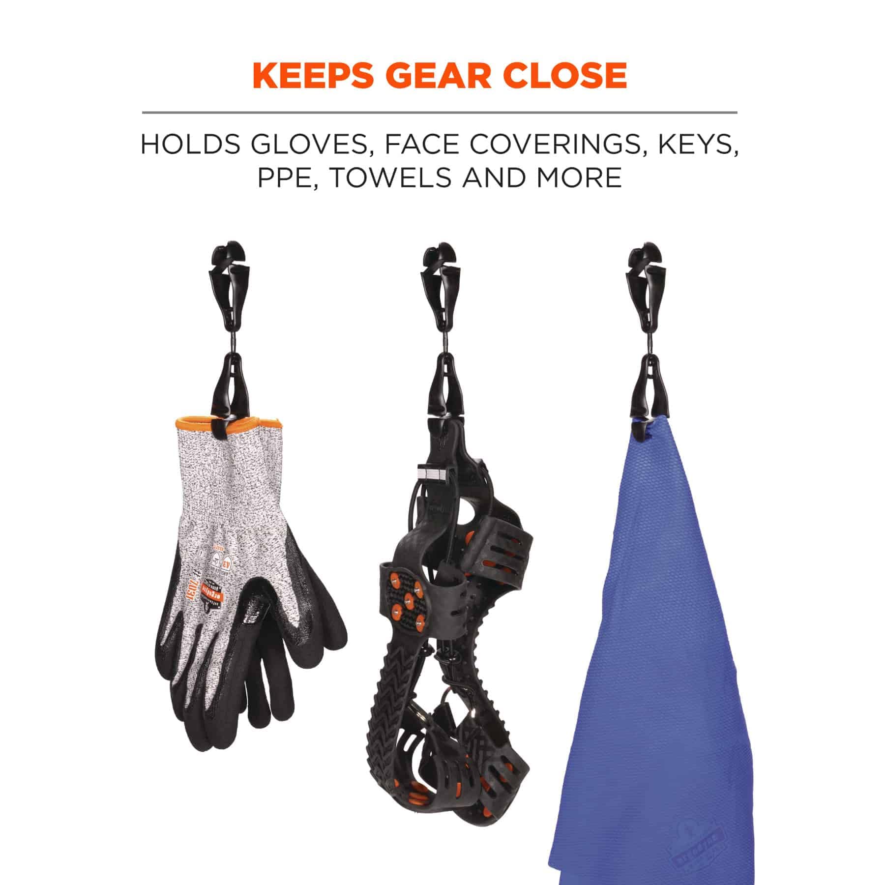 Ergodyne Squids 3420 Swiveling Glove Clip Holder - Secure Glove Organizer for Work & Outdoor Activities - Perfect for Construction, Gardening, and Hiking