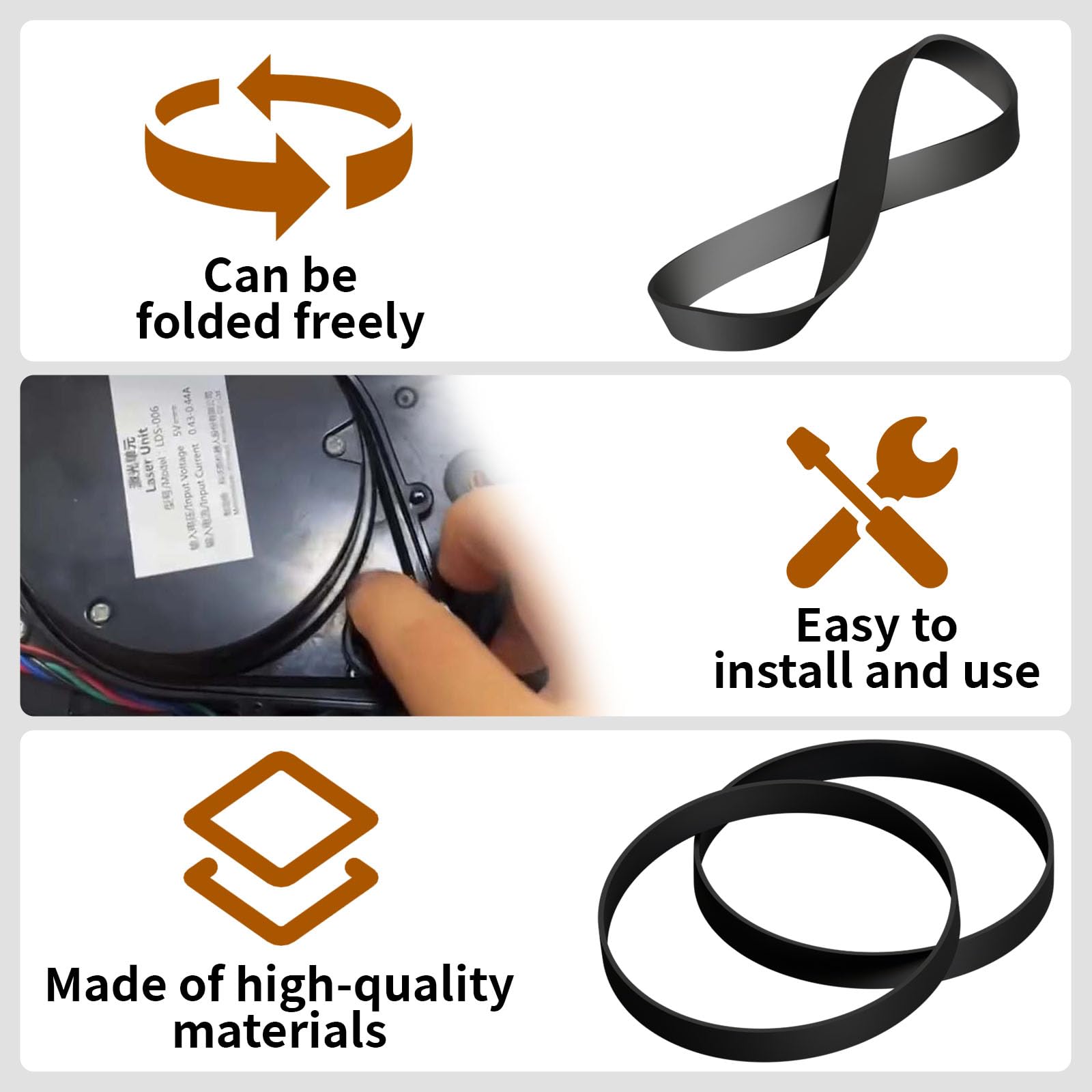 Simplicity Vacuum Cleaner Replacement Belts - Compatible with 4000, 5000, 6000, 7000 & 8000 Series Symetry (2 Pack) - Durable Bands for Home Cleaning & Maintenance