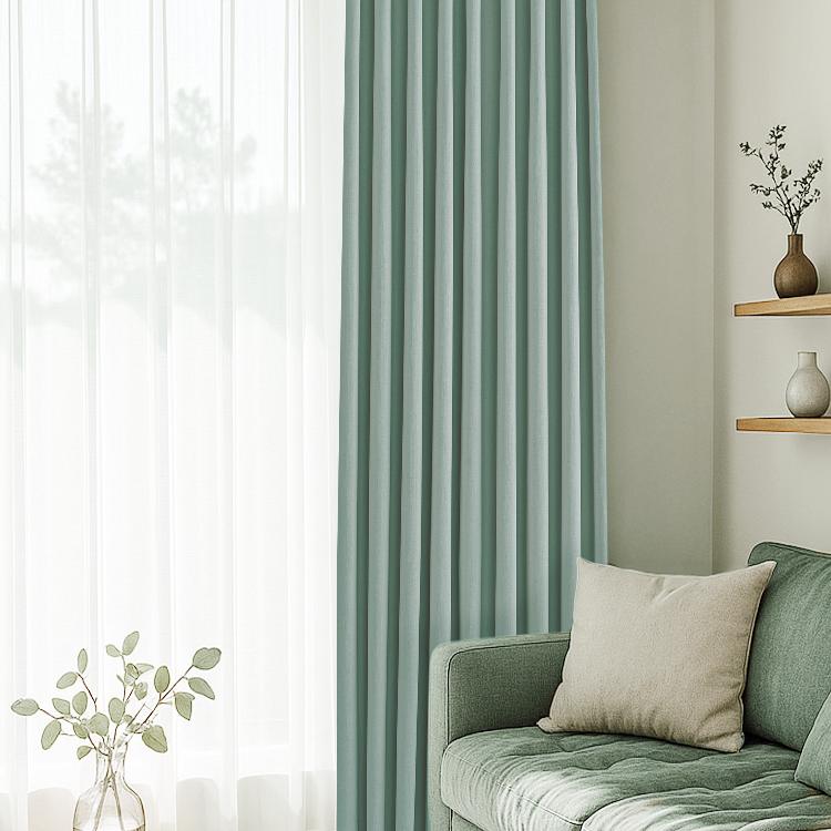 Seren Chenille Mint Green Blackout Soundproof Curtains - Heavyweight Thermal Insulated Drapes for Bedroom & Living Room - Noise Reducing Custom Window Treatments for Home Theater & Nursery