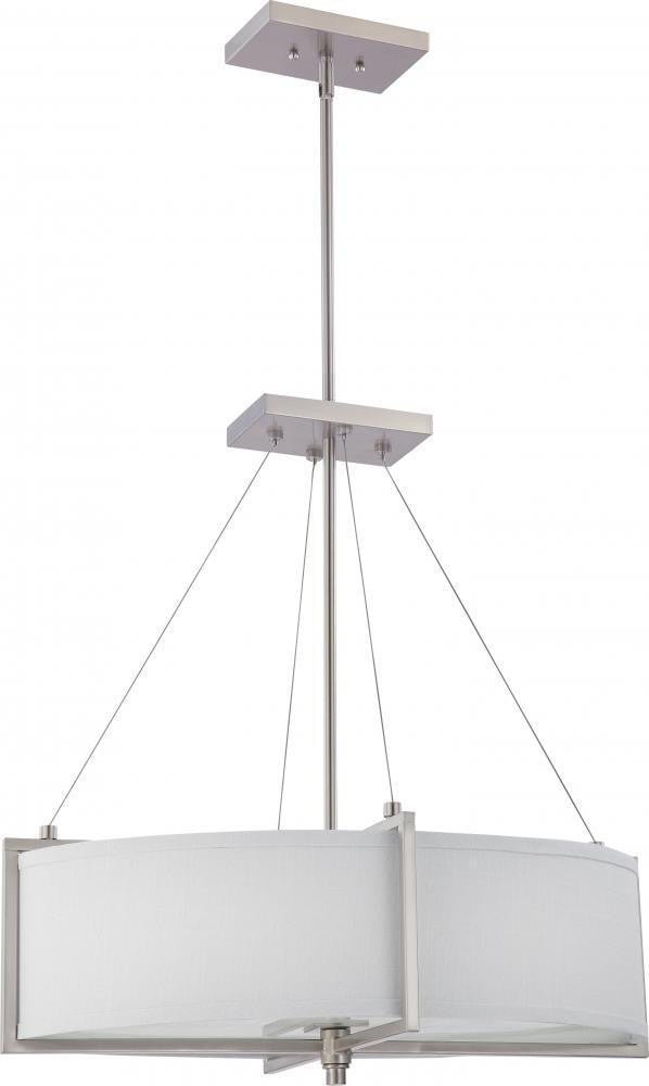 Nuvo Lighting 60 4345 Portia Collection Oval 4-Light Chandelier - Energy Star Certified GU24 Fluorescent Fixture in Brushed Nickel - Perfect for Dining Room, Kitchen Island & Foyer Lighting