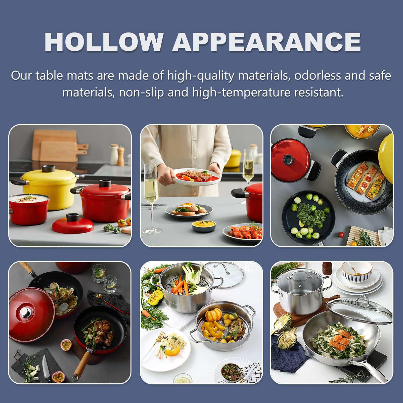 Hemoton 2-Pack Heat Resistant Insulated Iron Table Mats - Hollow Design Cookware Coasters for Hot Pots, Pans & Bowls - Anti-Scalding Kitchen Accessories for Dining Table, Coffee Table & Countertop Protection