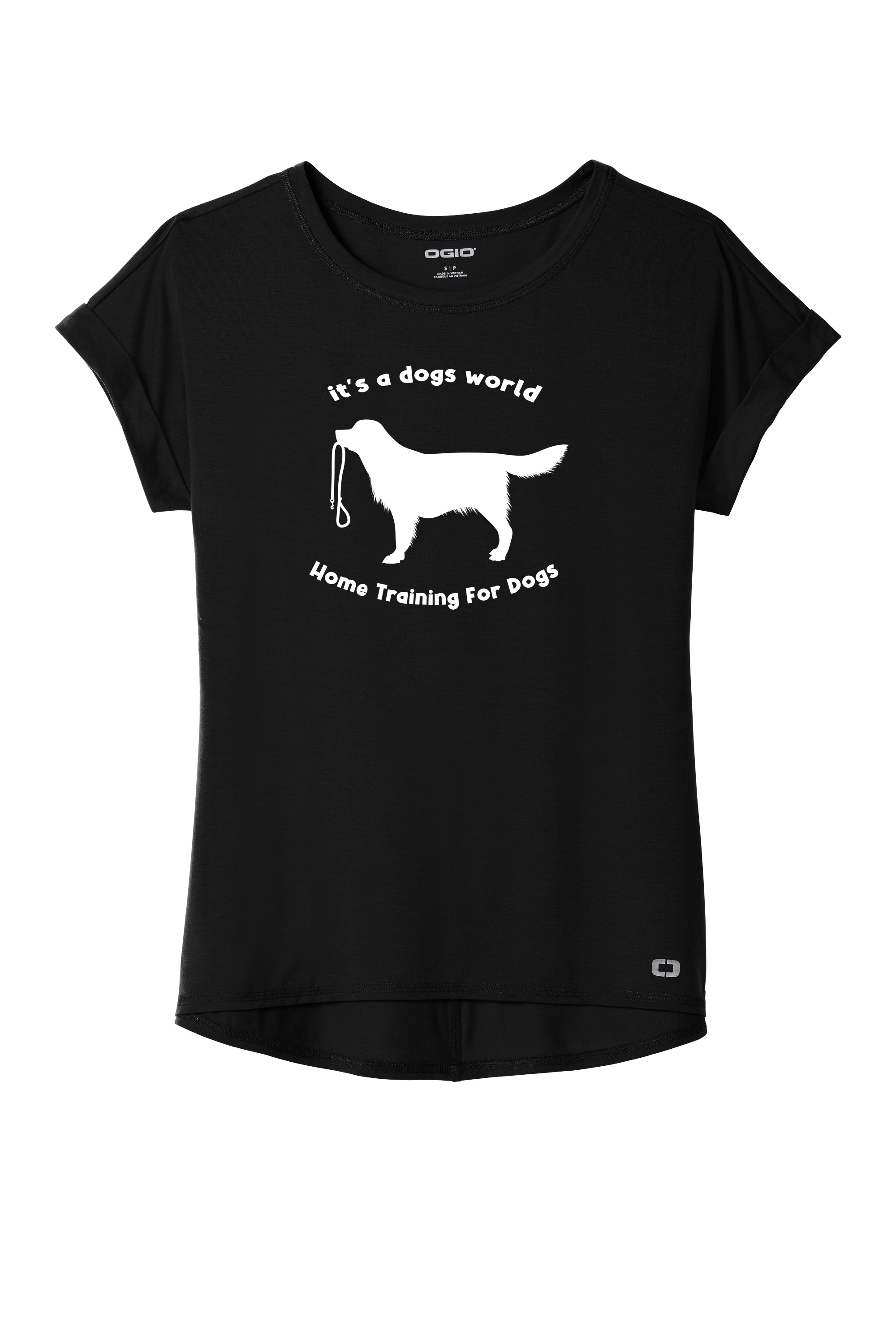Dog Training at Home - Women's Cuffed Short Sleeve T-Shirt (LOG800) - Perfect for Pet Owners & Dog Lovers
