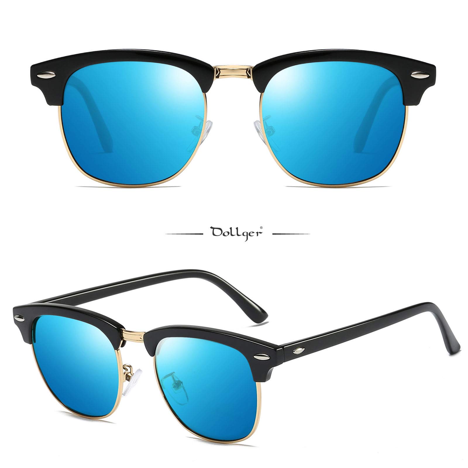 Polarized Browline Sunglasses for Men & Women - Classic Semi-Rimless Retro Frame with UV400 Protection - Perfect for Driving, Beach & Outdoor Activities