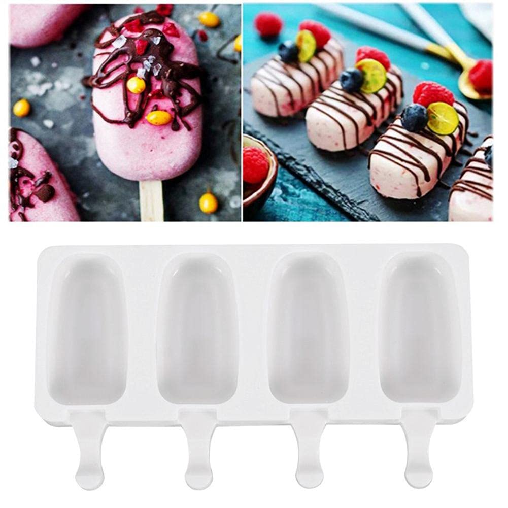 AIZHIYI 4-Cavity Silicone Ice Cream Mold - Reusable Ice Cube Tray & Popsicle Maker for DIY Homemade Frozen Desserts | Perfect for Summer Treats, Kids Snacks, and Party Dessert Preparation