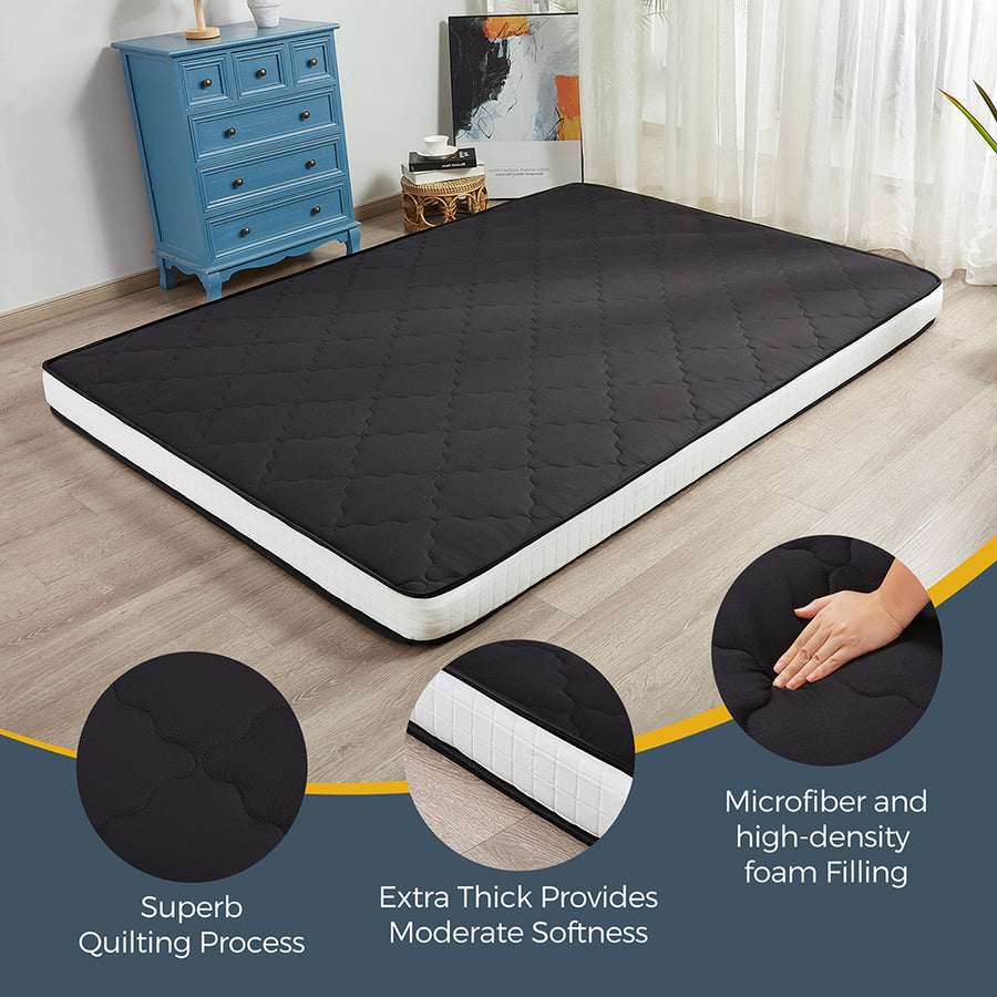 MAXYOYO Extra Thick Foldable Japanese Floor Mattress - Black | Comfortable Futon for Guest Bed, Camping & Small Space Living