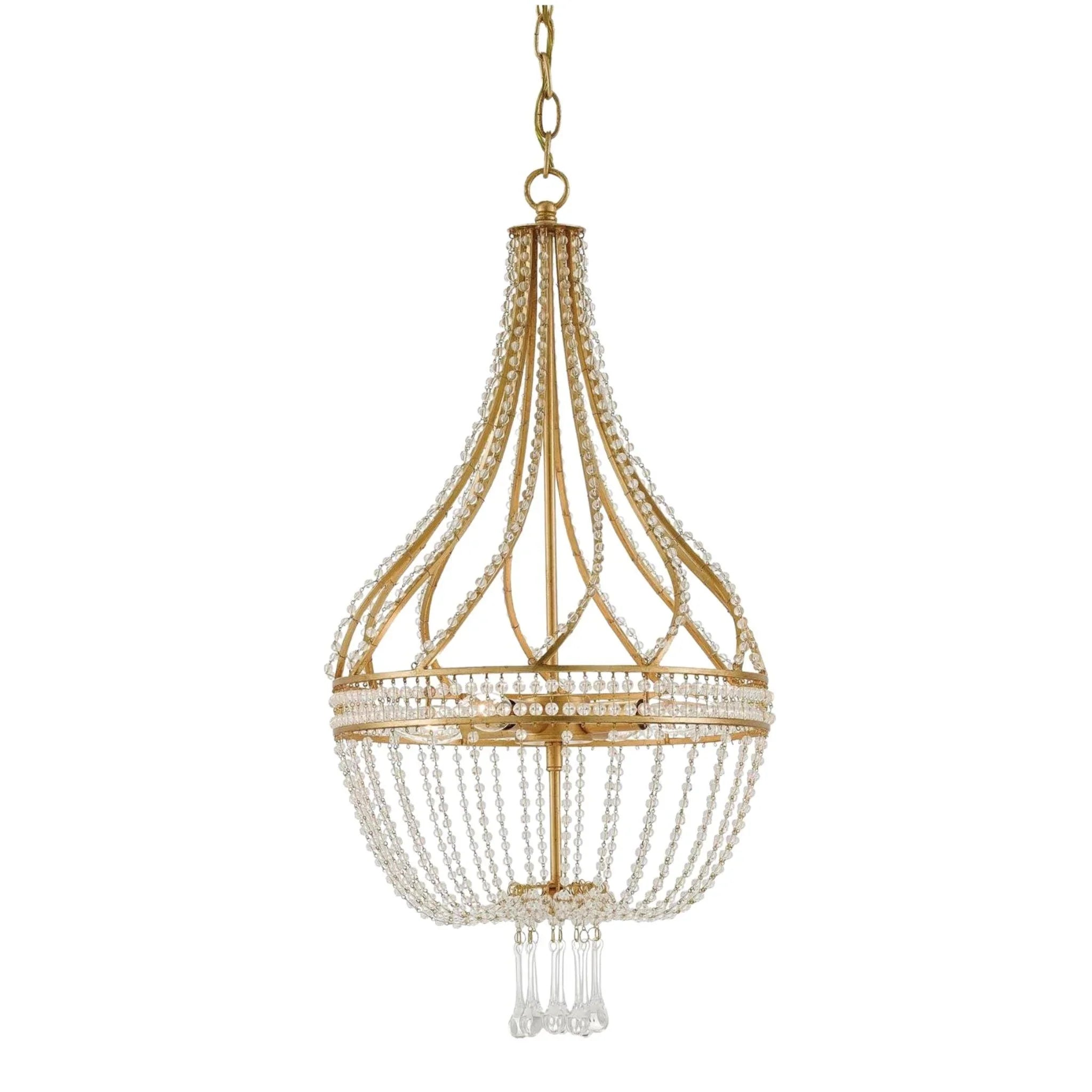 Elegant Crystal Beaded Empire Chandelier - Vintage Luxury Ceiling Light Fixture for Dining Room, Bedroom, or Entryway