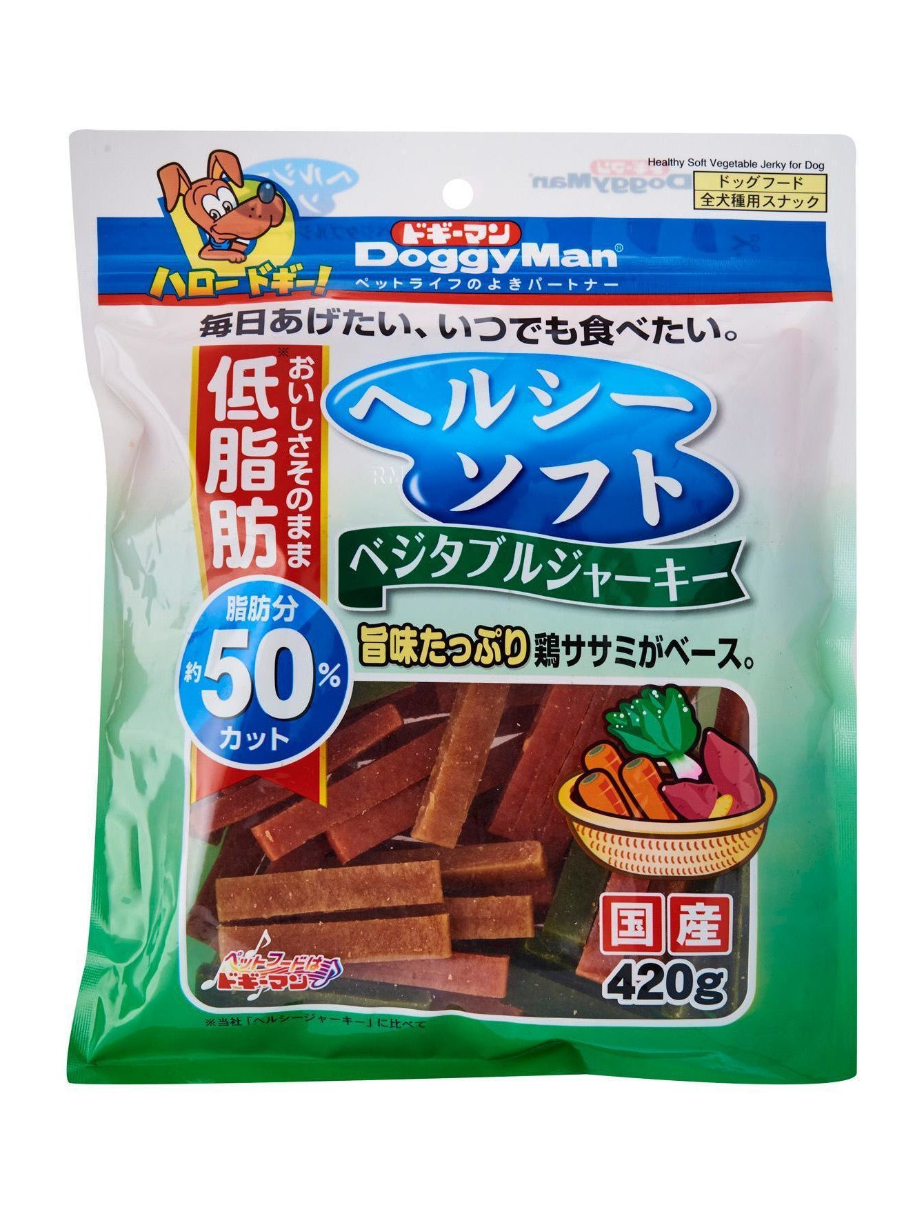Healthy Soft Vegetable Jerky Dog Treats by DoggyMan - 420g All-Natural Chews for Training, Rewards & Dental Care | Grain-Free Vegan Snacks for Small Medium Large Dogs
