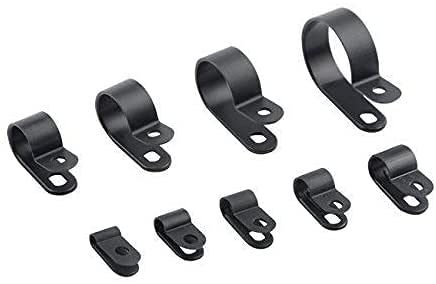 Nylon R-Type Cable Clamps - Black Hose & Wire Electrical Ring Loops for Secure Cable Management in Home, Office & Automotive Wiring