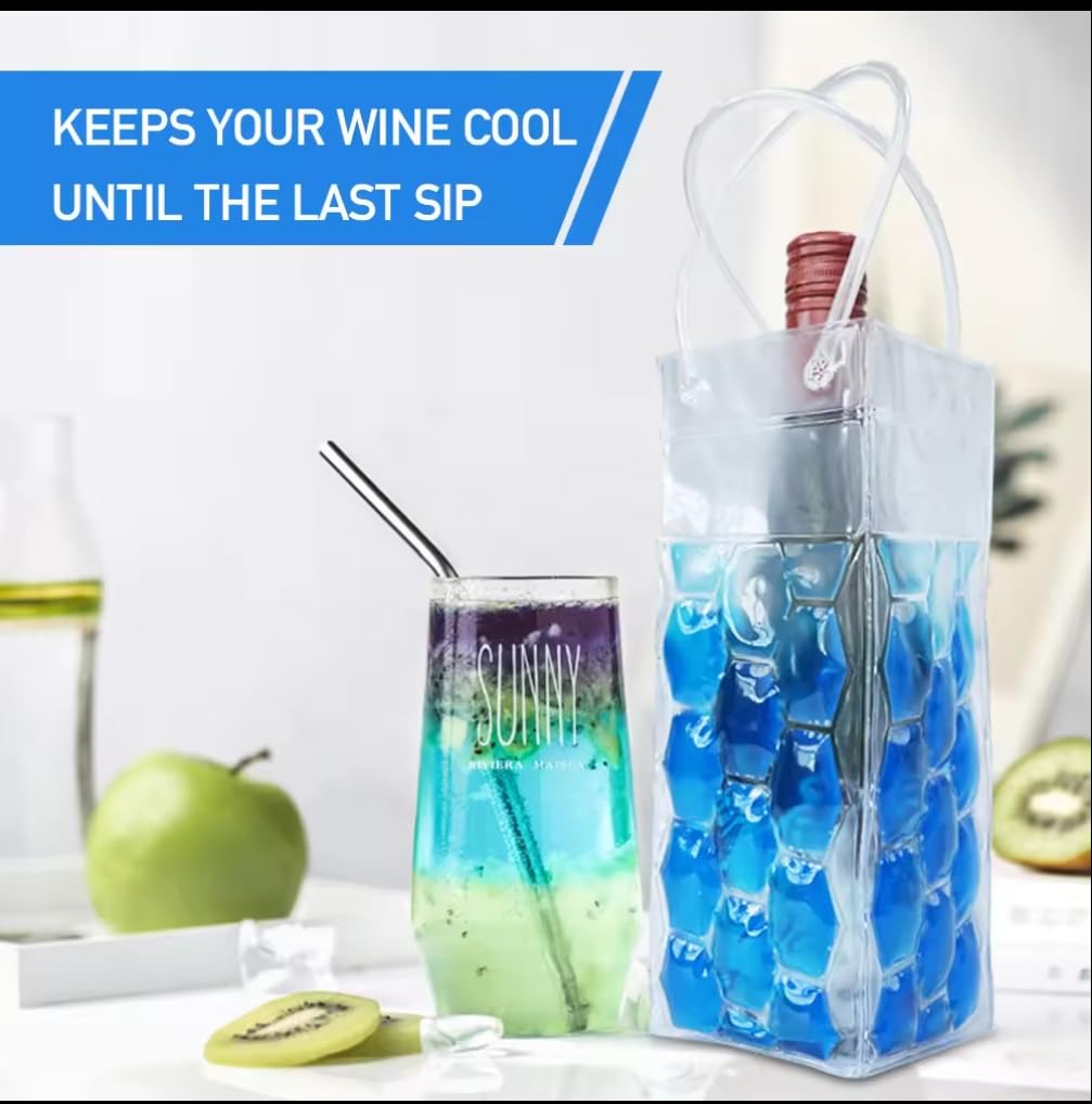 2 Pack Insulated Wine Cooler Bags with 4 Gel Ice Packs - Reusable Freezer Bags for Red White Champagne & Sparkling Wine Bottles - Portable Wine Chiller for Beach Picnics, Outdoor Parties, Camping & Travel - Perfect for BBQs, Tailgating & Summer Gatherings (Blue)