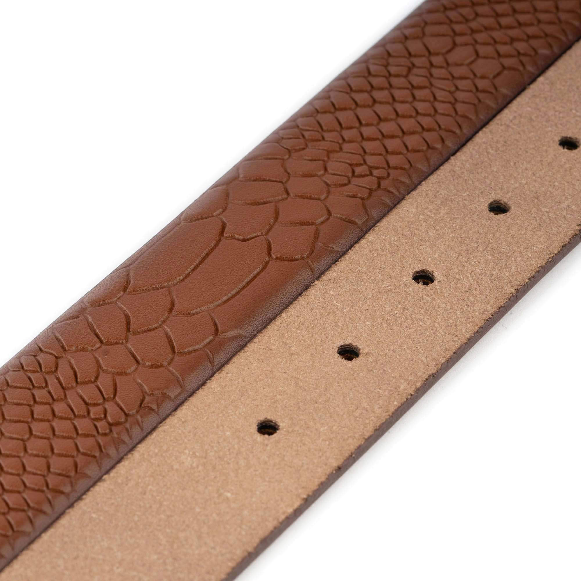 Premium Light Brown Snakeskin Print Leather Belt for Dunhill Buckles - High-Quality Fashion Accessory for Men | Perfect for Business, Casual & Formal Occasions