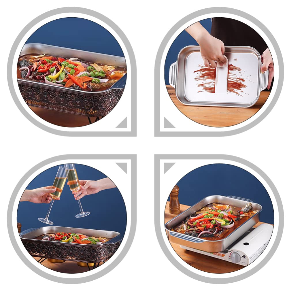 DOITOOL Stainless Steel Rectangular BBQ Gas Grill Griddle Pan - Outdoor Camping & Backyard Cooking for Charcoal & Gas Grills - Perfect for Picnics, Tailgating & Patio Parties