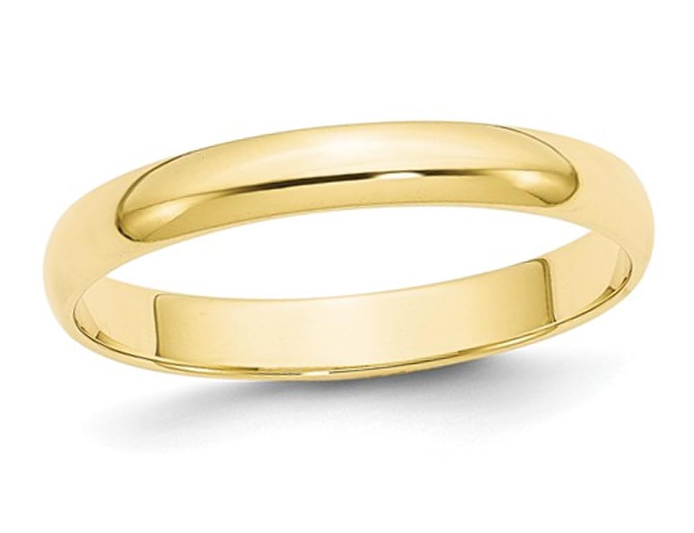 10K Yellow Gold 3mm Polished Wedding Band Ring for Women - Elegant Bridal Jewelry, Anniversary Gift, Stackable Ring for Everyday Wear