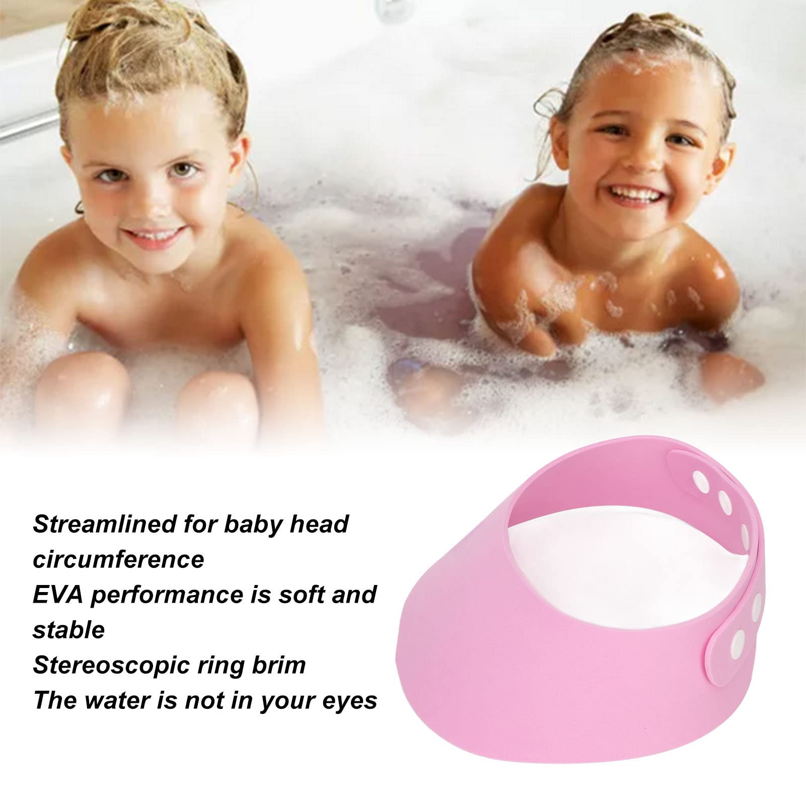 EXCLUZO Adjustable Baby Bathing Shield for Kids - Soft Wash Hair Protector for Shower & Bath Time, Waterproof & Comfortable (Pink) | Perfect for Toddler Hair Washing, Baby Bath Accessories & Sensitive Skin Care