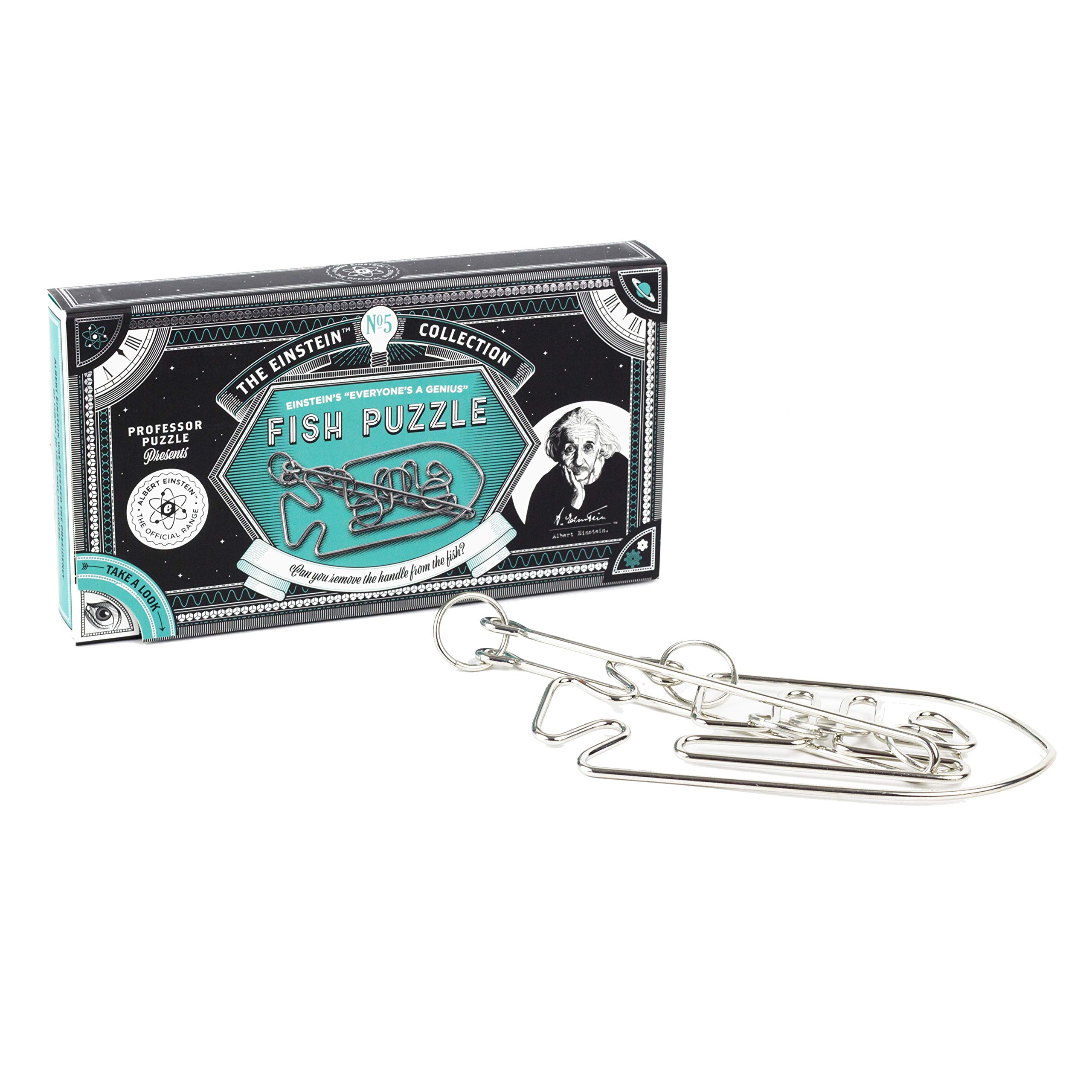Professor PUZZLE The Einstein Collection - 3D Metal Brain Teaser Puzzle | Einstein’s Fish Interlocking Puzzle | Challenging Mind Game for Adults & Teens | Perfect for Office Desk, Gifts & STEM Learning
