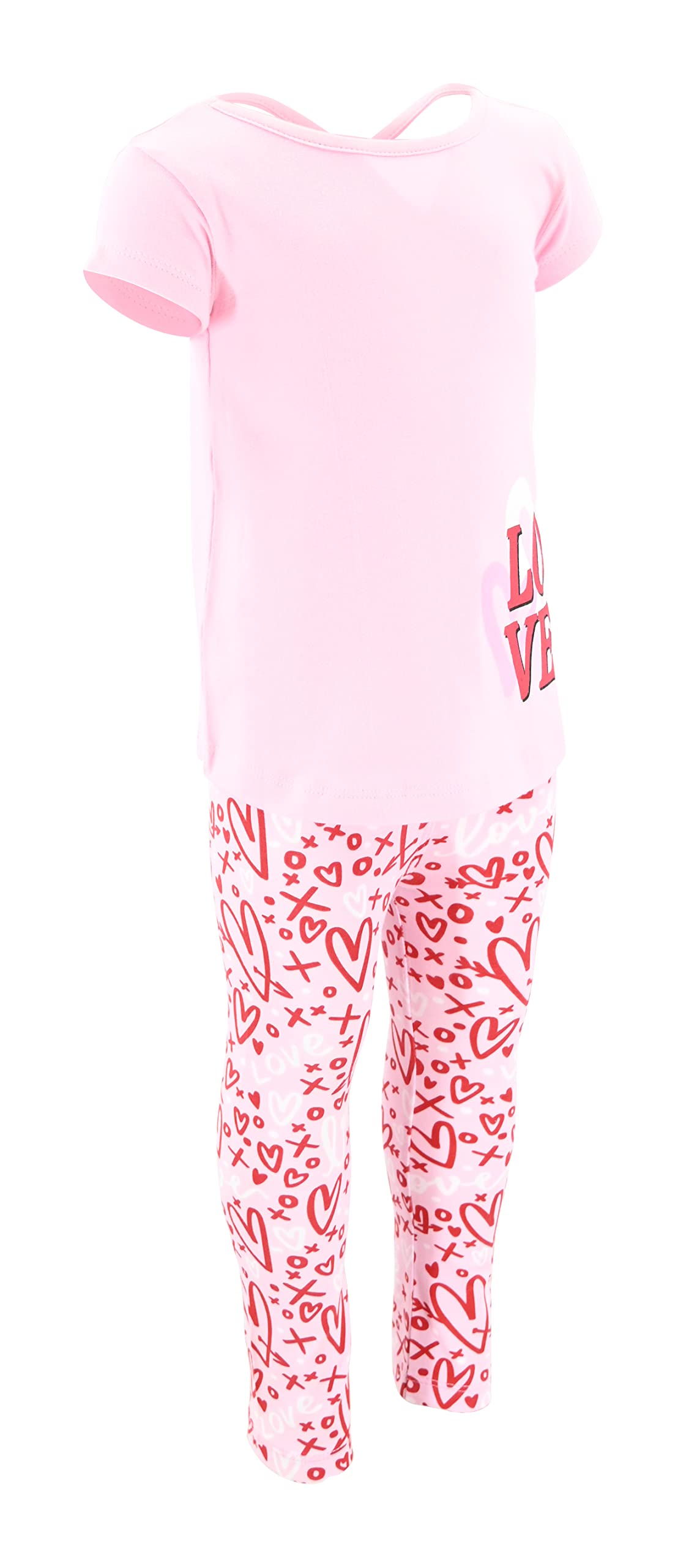 Girls 2-Piece Printed Leggings & Cross Back Shirt Set - Playtime & Casual Outfit