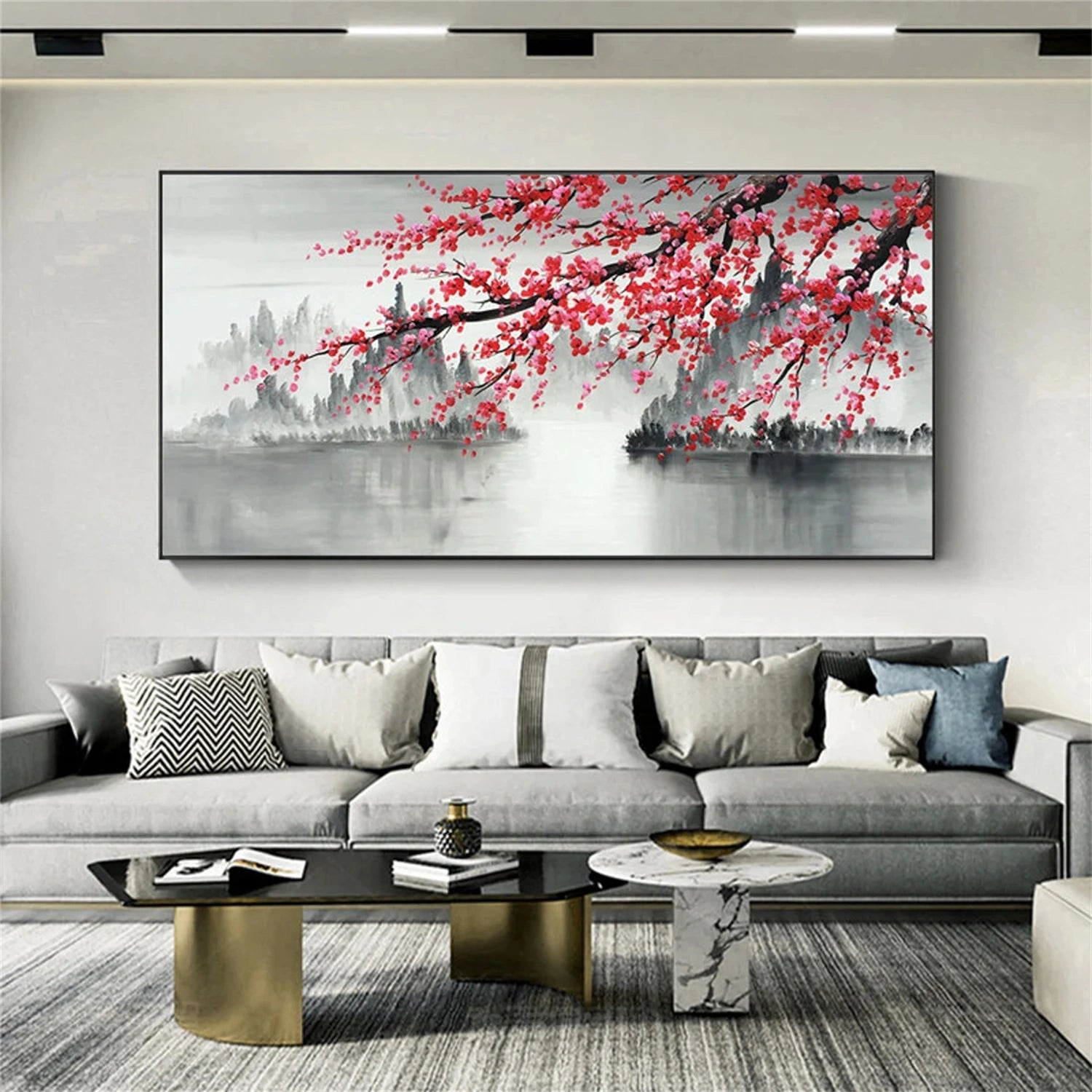 Flower and Tree Painting #FT107 - Handmade Canvas Wall Art for Home Decor, Living Room, Bedroom & Office