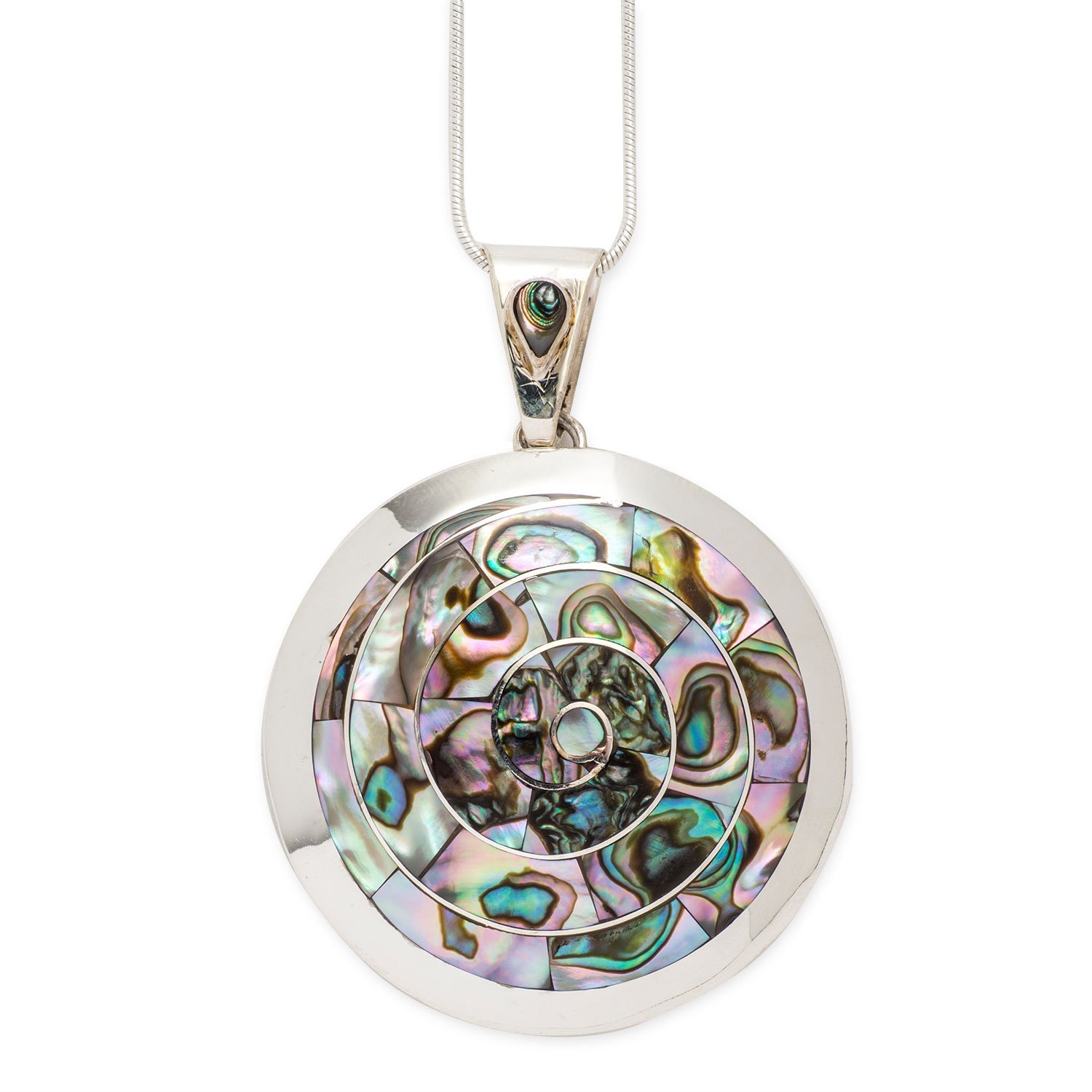 Shamans Market 950 Sterling Silver Shell Inlay Peruvian Spiral Necklace - 1.75