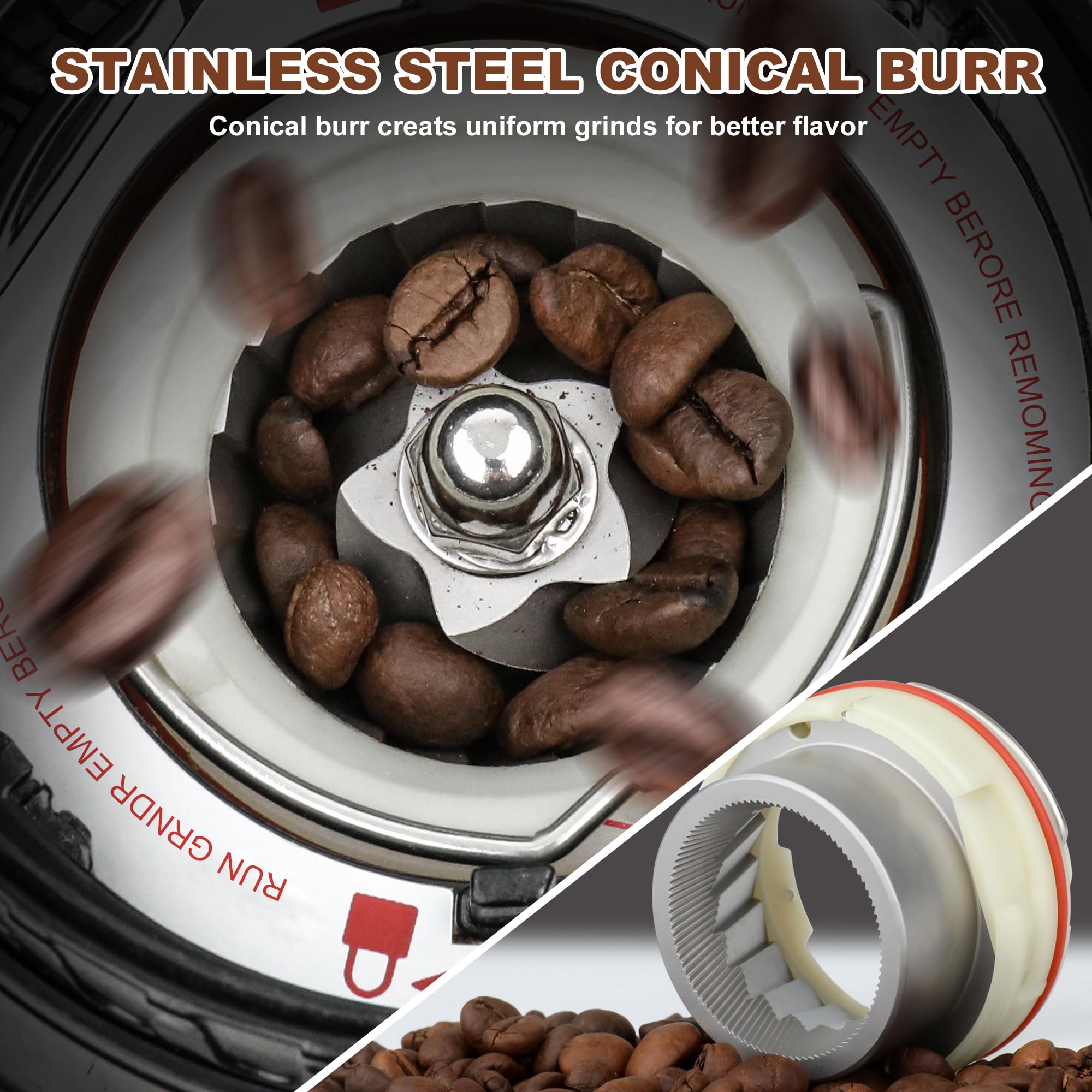 Premium Electric Conical Burr Coffee Grinder - 48 Adjustable Grind Settings for Espresso, Pour Over, Drip & French Press | Stainless Steel Anti-Static Design with Precision Timer | Perfect for Home Baristas & Coffee Enthusiasts | Ideal for Morning Brews, Office Use & Gifts