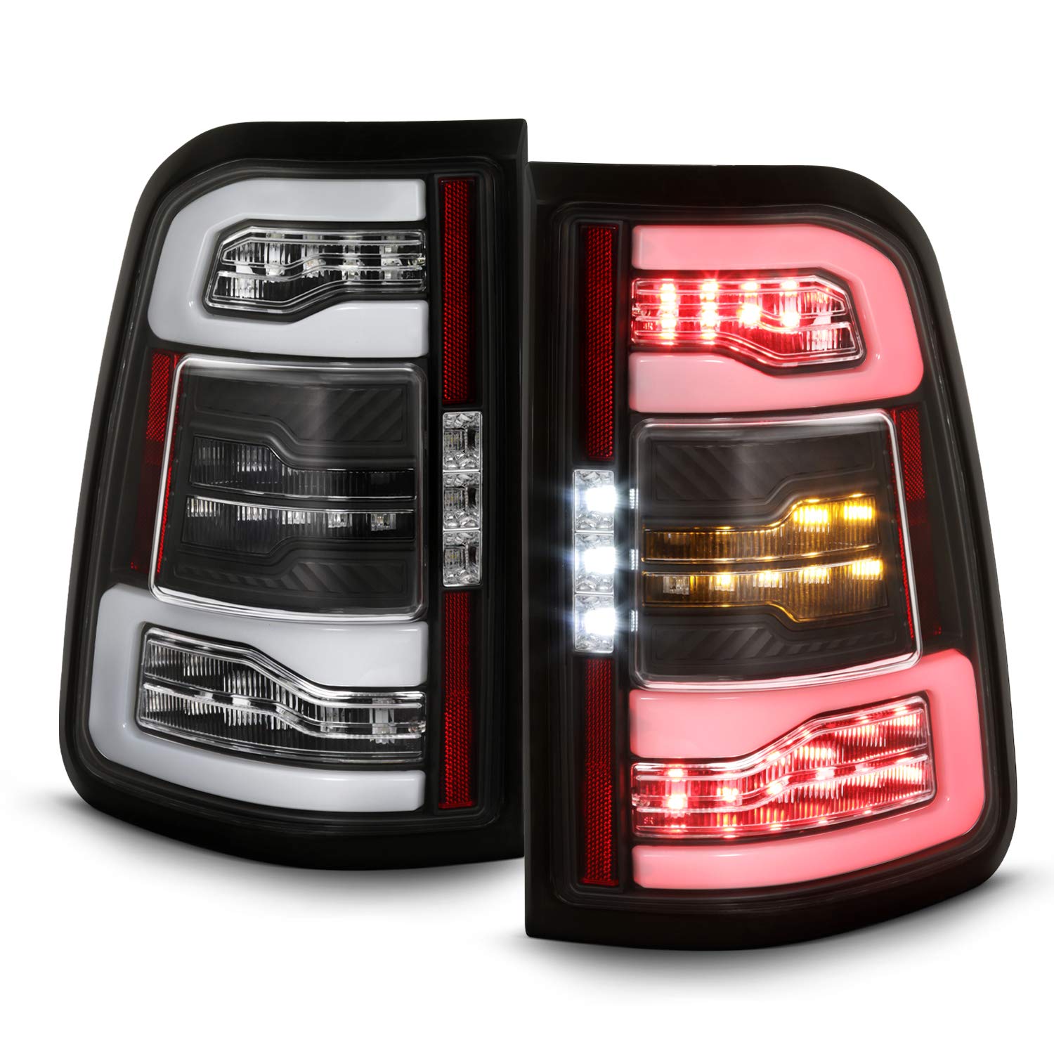 AKKON LED Tail Lights for 2019-2022 Ram 1500 - Black Sequential Turn Signal Brake Lamps (Halogen Type, Pair) | Upgrade Your Truck's Style & Safety for Night Driving & Off-Road Adventures
