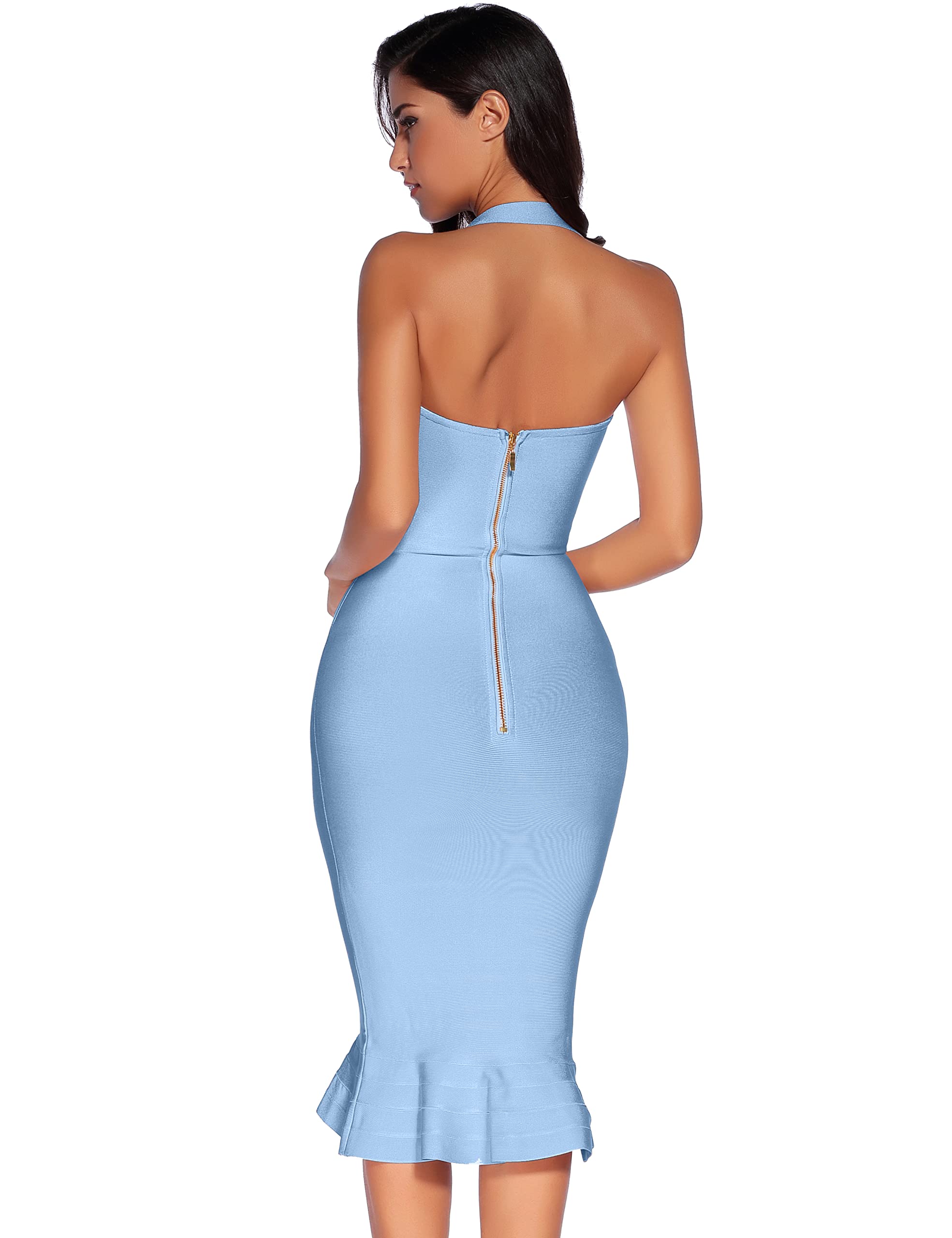Elegant Women's Halter Fishtail Bandage Party Dress - Perfect for Wedding Guest, Evening Gala & Special Occasions