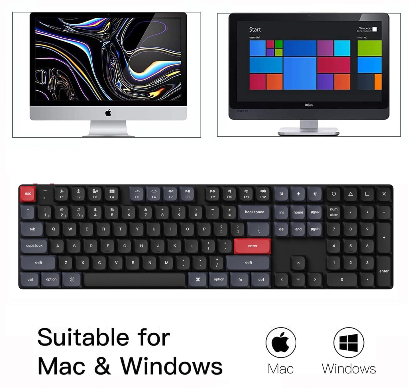 Keychron K5 Pro Wireless Mechanical Keyboard - 100% Full Size 108 Keys, QMK/VIA Programmable, Ultra-Slim RGB Backlit, Low Profile Gateron Brown Switches, Bluetooth/Wired for Mac/Windows/Linux - Perfect for Office, Gaming & Programming