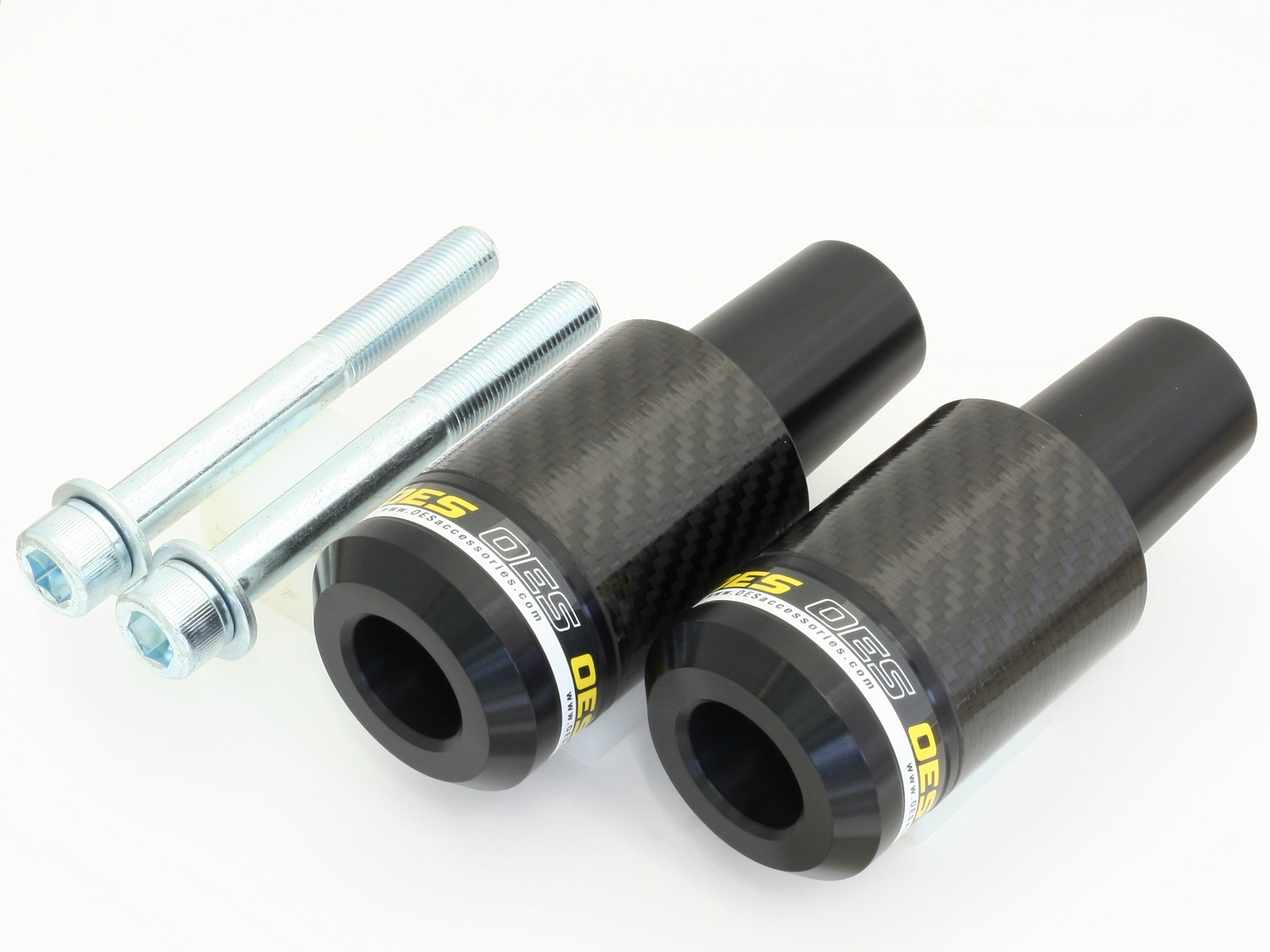 OES Carbon Frame Sliders for Yamaha FZ-07, FZ07, MT-07 (2014-2023) - No Cut Installation, Yellow - Enhanced Protection for Urban and Track Riding