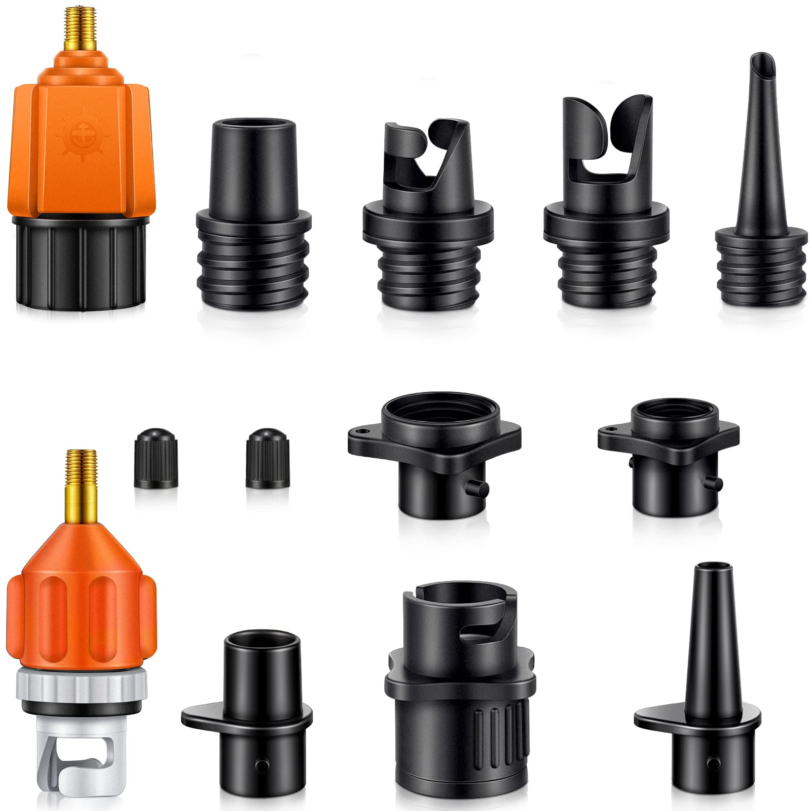 Treela Universal Inflatable Air Pump Adapter - 9 Nozzle SUP Paddle Board & Boat Valve Connector for Car Air Compressor | Perfect for Water Sports, Beach Outings & Emergency Tire Inflation