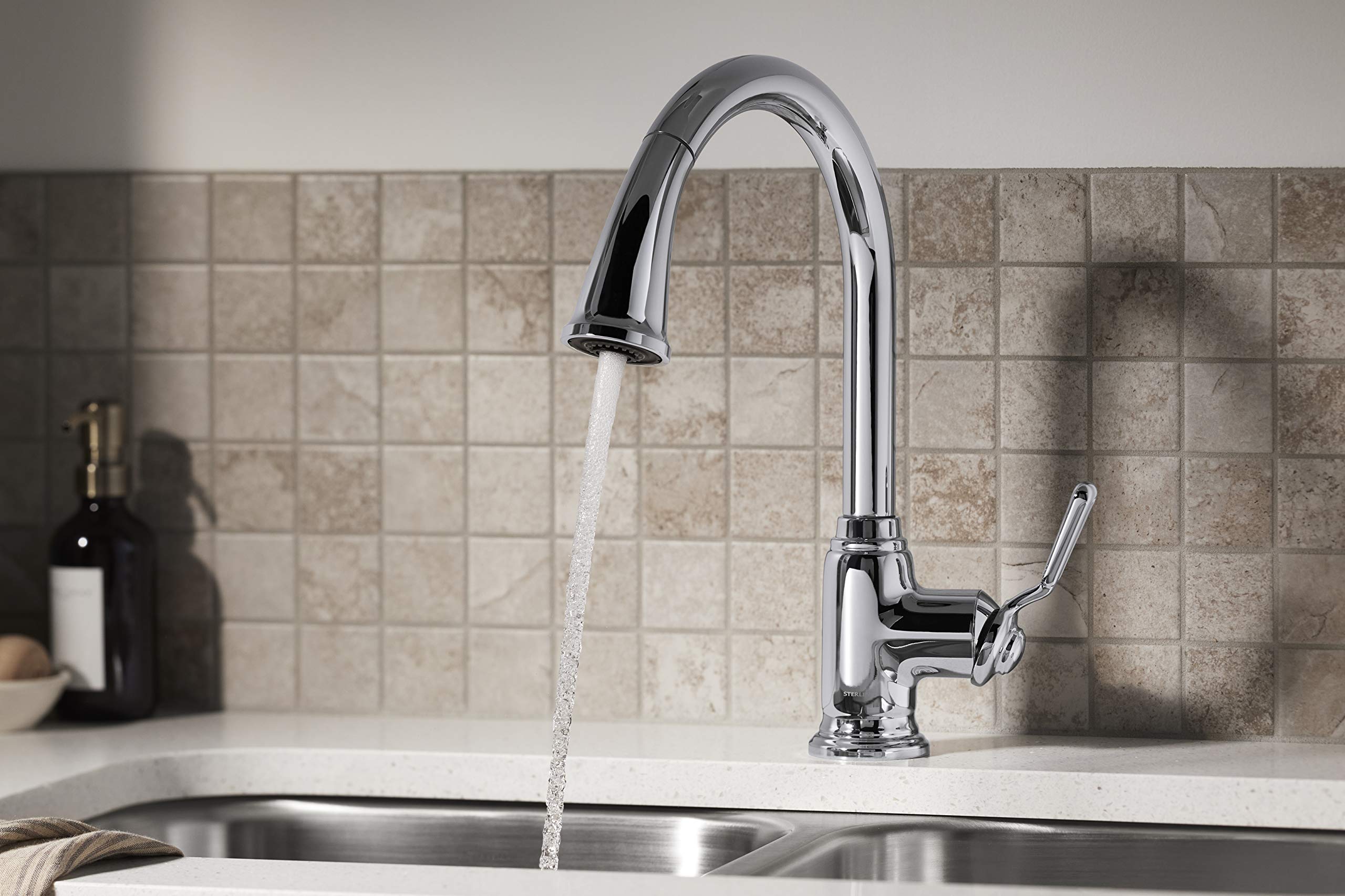 Ludington® Pull Down Kitchen Faucet - High Arc Modern Stainless Steel Sink Faucet with Sprayer for Easy Dishwashing & Cooking | Perfect for Home, Restaurant & RV Use