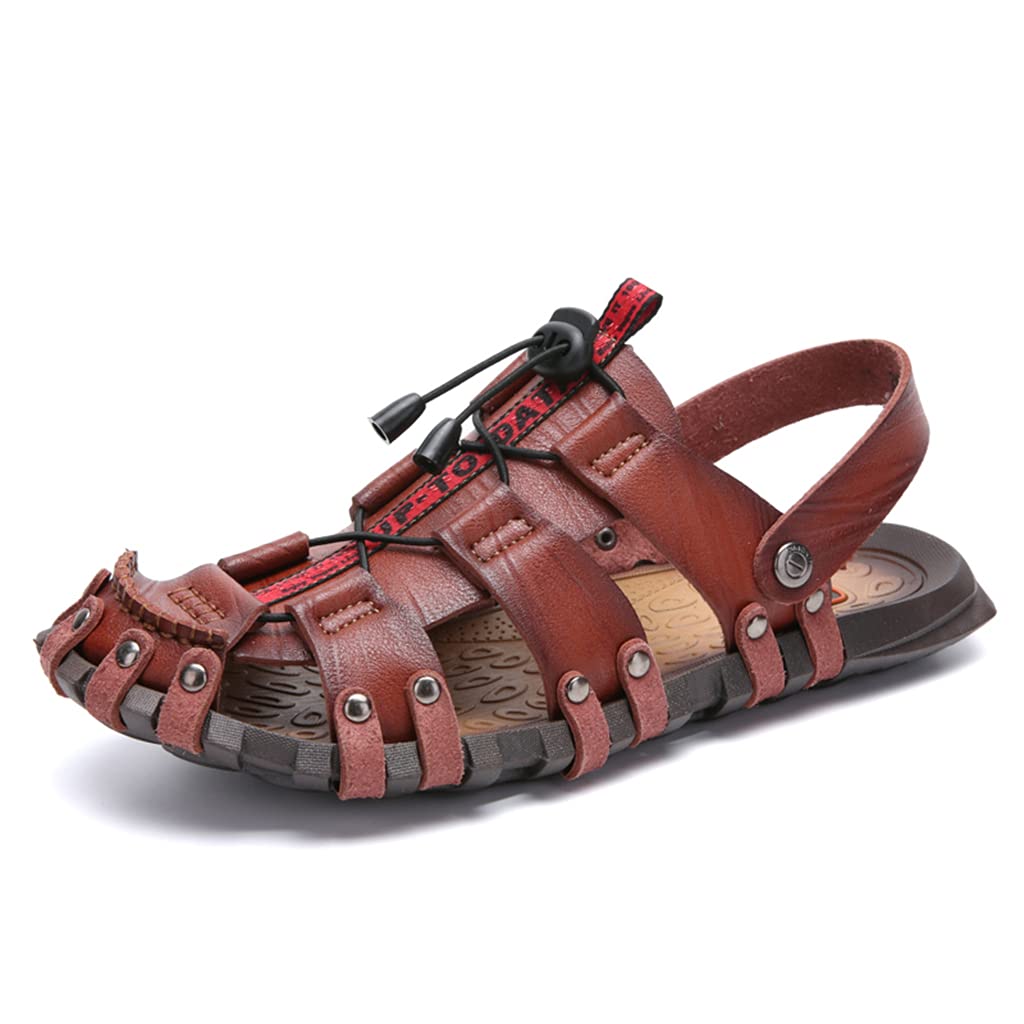 Veslexth Men's Cool Fisherman Sandals - Summer Leather Outdoor Sandals for Men, Comfortable Casual Beach Shoes with Arch Support - Perfect for Swimming, Walking, and Vacation Wear