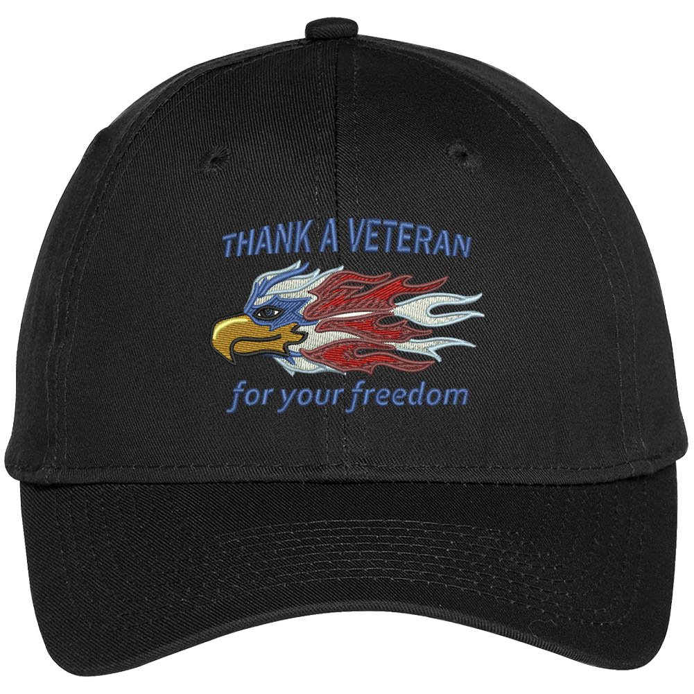 Trendy Thank A Veteran for Your Freedom Embroidered Baseball Cap - Patriotic Military Apparel for Veterans Day, Memorial Day & Everyday Wear