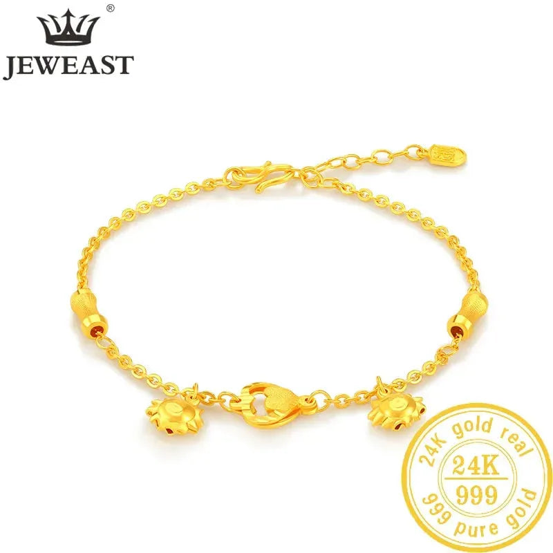 24K Pure Gold Bracelet 999 Solid Gold Bangle - Elegant Romantic Classic Jewelry for Women | Perfect Gift for Anniversary, Valentine's Day & Special Occasions