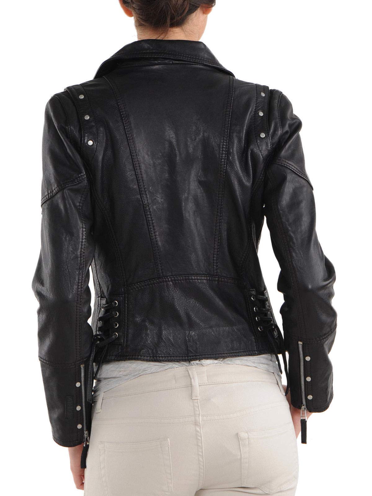 Women's Real Leather Motorcycle Jacket - Stylish Quilted Bomber Biker Jacket for Women (Black) | Perfect for Riding, Casual Wear & Night Out