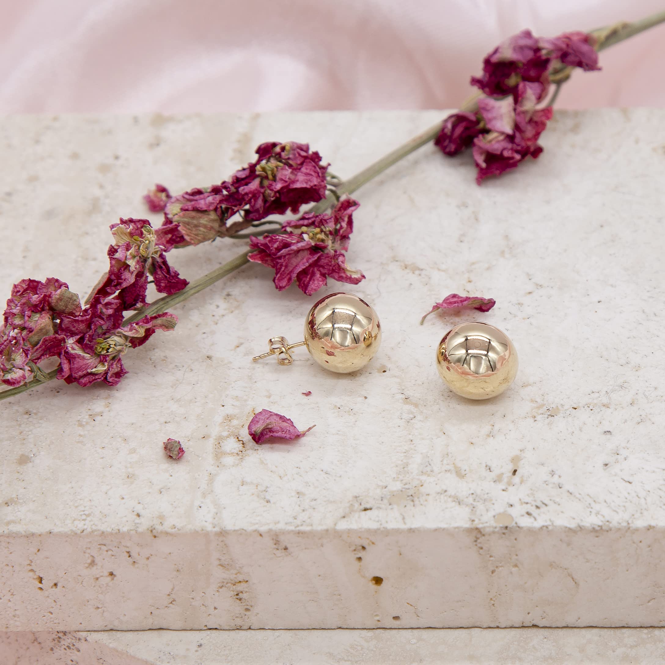 Carissima Gold 9ct Gold 12mm Ball Polished Stud Earrings for Women - Elegant Everyday Jewelry for Work, Parties & Special Occasions