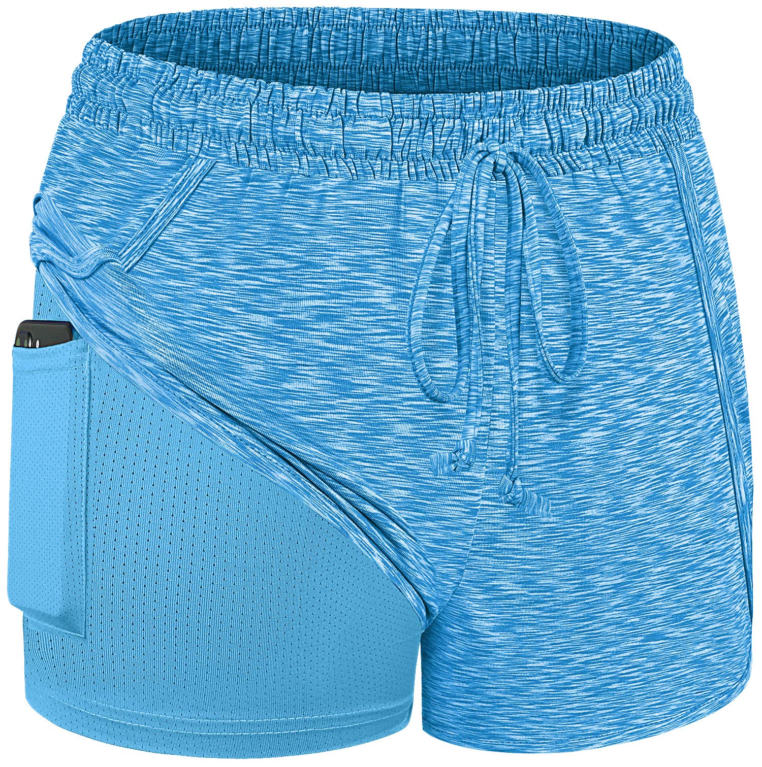 Blevonh Women's 2-in-1 Yoga Running Shorts with Pockets - High Waist Athletic Workout Shorts for Yoga, Gym, Running - Sizes S-3XL - Perfect for Yoga, Jogging, Fitness & Lounge Wear