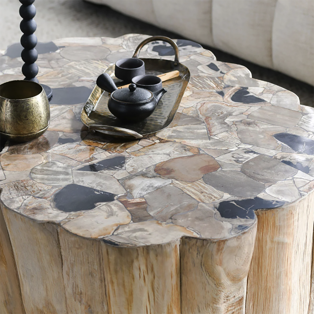 Norwest Petrified Wood Coffee Table - Natural Live Edge, Unique Rustic Home Decor for Living Room, Perfect for Farmhouse & Modern Interior Design