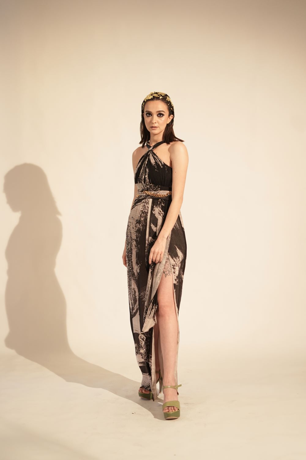 Black and White Stroke Print Dress - Elegant Flowy Midi Dress for Women | Perfect for Casual Outings, Date Nights & Summer Parties