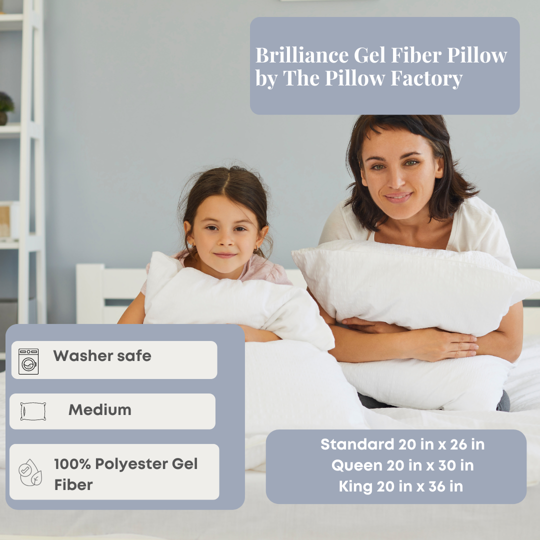 Premium Gel Fiber Pillow for Neck Support - Hypoallergenic & Breathable Memory Foam Alternative - Perfect for Side, Back & Stomach Sleepers - The Pillow Factory